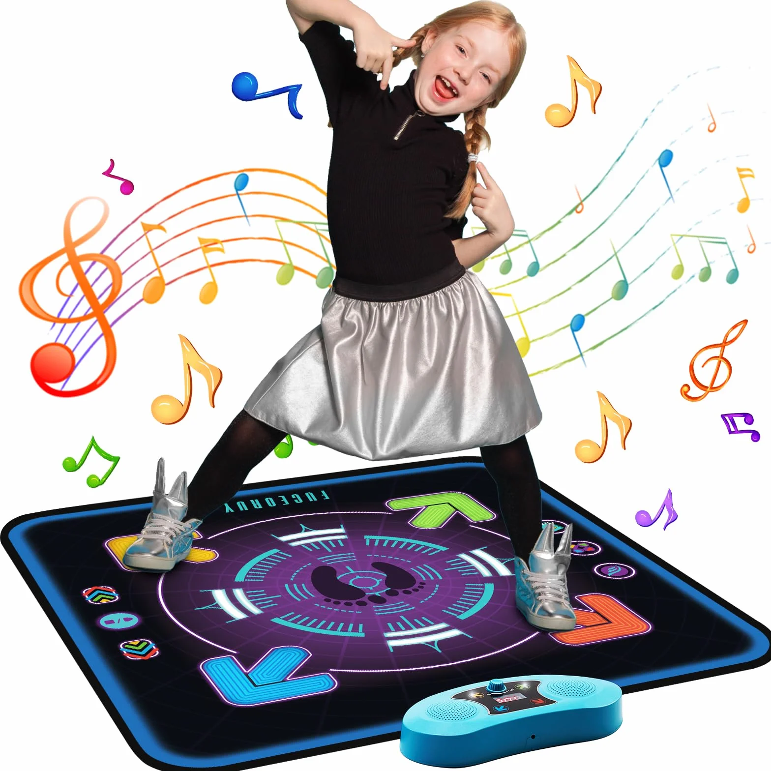 FUCEORUY Tappeto Ballo Bambini, Tappeto Musicale con 3 modalità di Gioco, Volume Regolabile Tappetino da Ballo Giocattoli Natale Regali Compleanno per Ragazzi Ragazze 4 5 6 7 8 9 10+ Ages (95 x 95cm)
