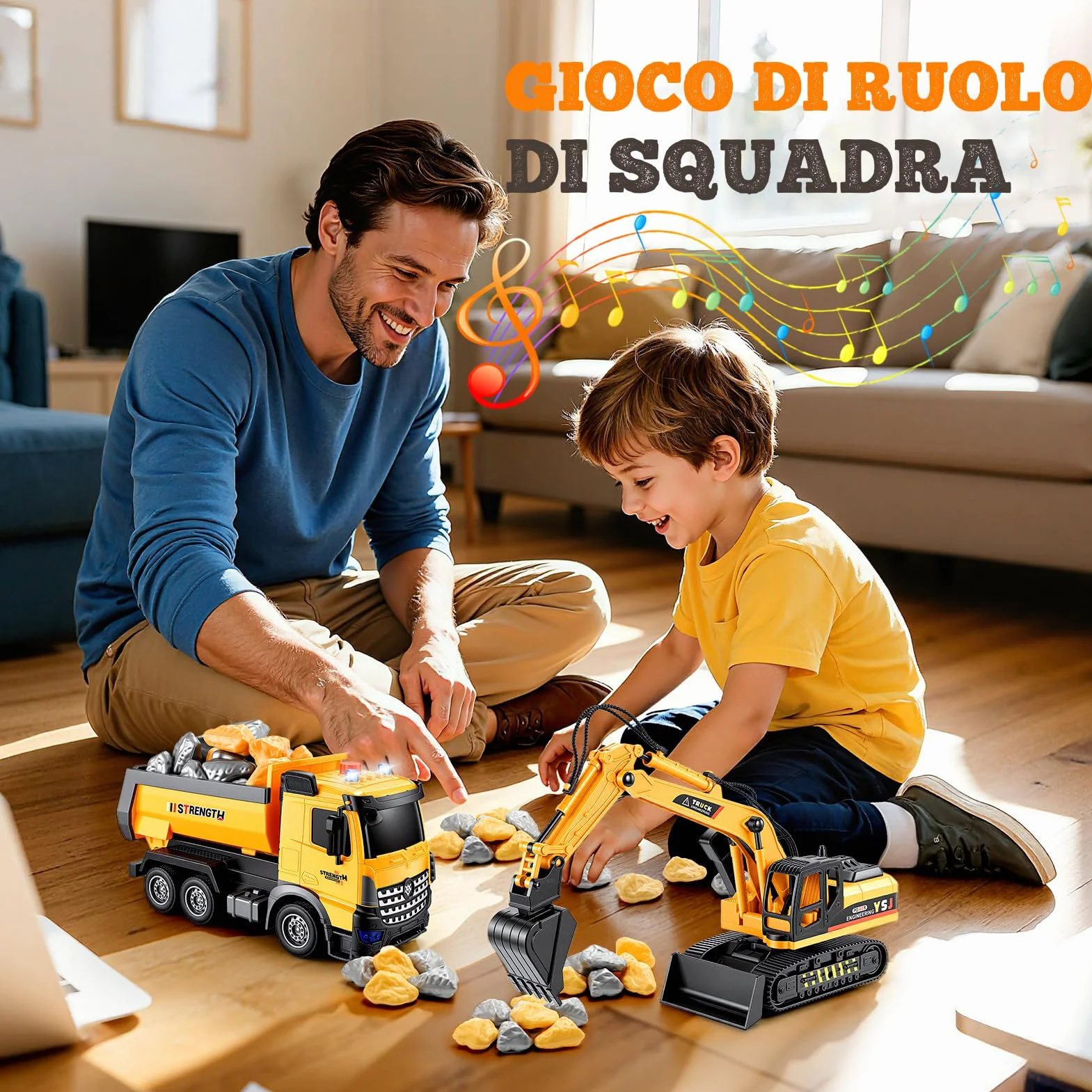EUCOCO Giochi Bambini 3 4 5 6 7 8 Anni, Ruspa Escavatore Camion Giocattolo Per Bambini Regalo Bambino 3-8 Anni Macchinine Per Bambini Giocattolo Bambino 3-8 Anni Regali Compleanno Bambini Bambino