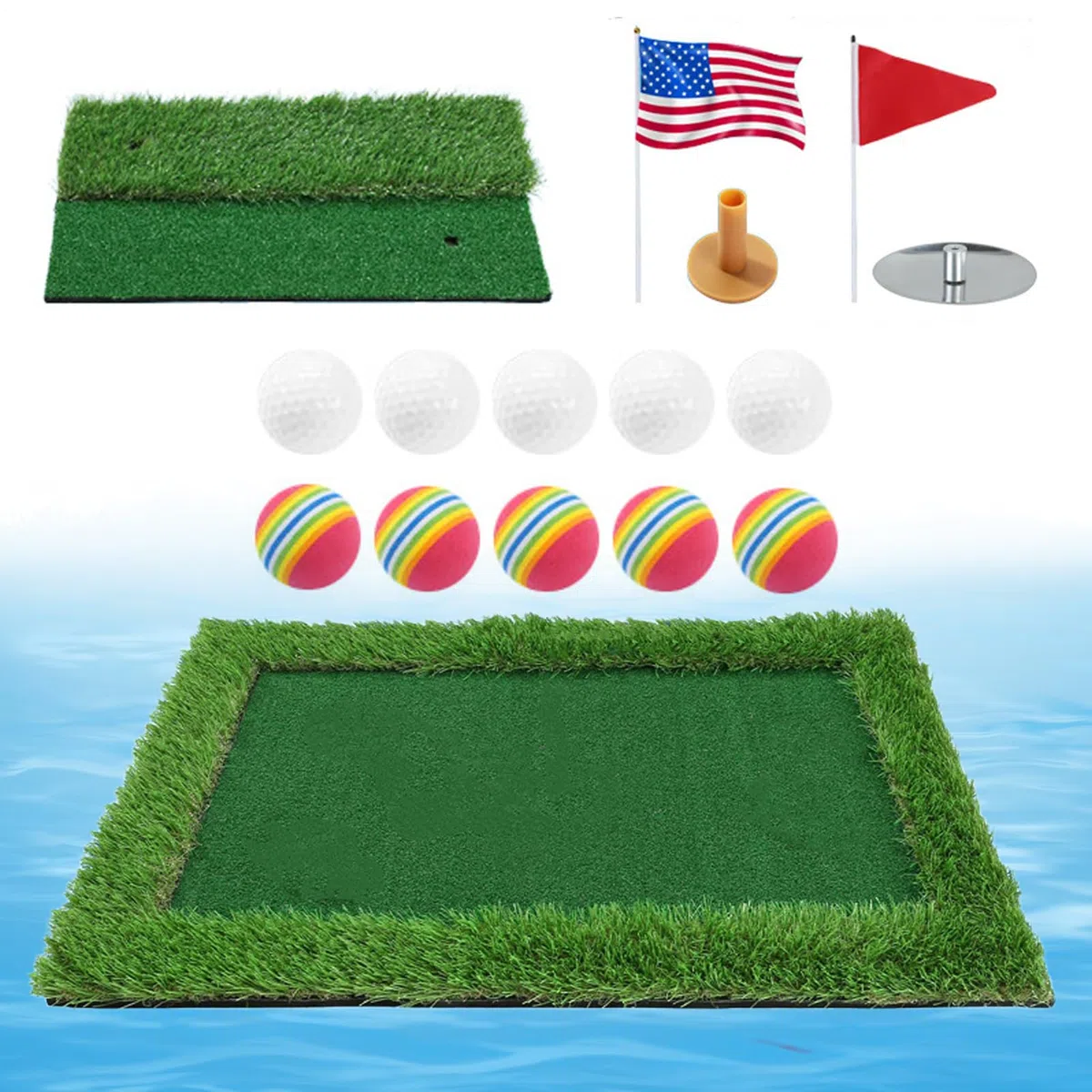 Generisch Floating Golf Green per piscina, set di giochi per chip, tappetino per esercizi per migliorare la del colpo di golf