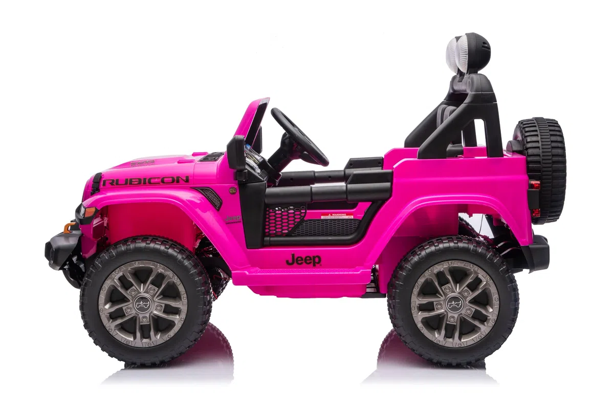 Jeep Wrangler Rubicon 2026 Auto Elettrica Bambini 12V Fuoristrada 2 Posti SEDILI Pelle Porte Apribili Doppio Motore Rosa