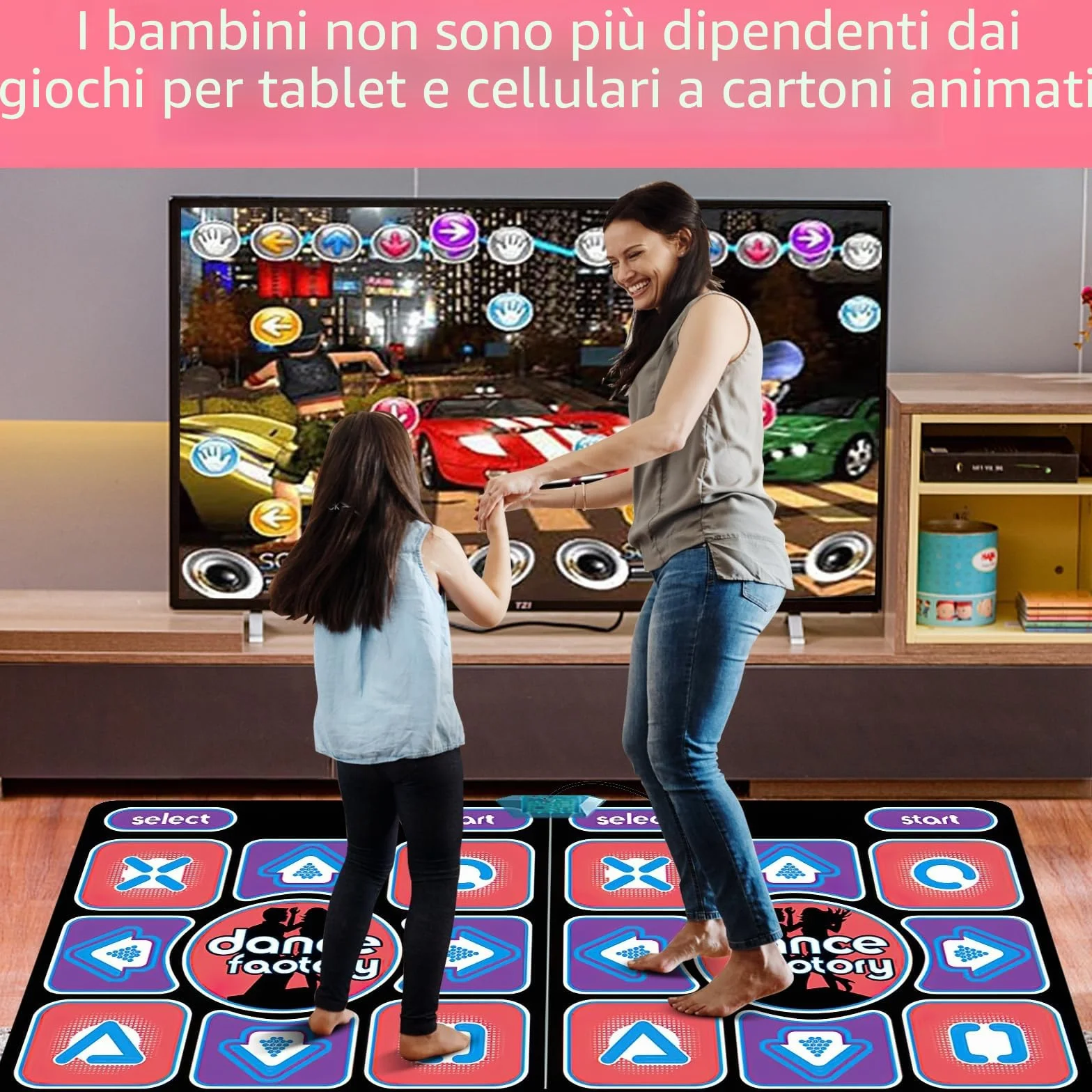 Tappetino da ballo 2 in 1 per TV e PC, doppio tappetino da ballo per bambini adulti, t-apis di d-anse interattivo con 2 controller di gioco, 100 canzoni e 65 giochi, per fitness, danza e festa