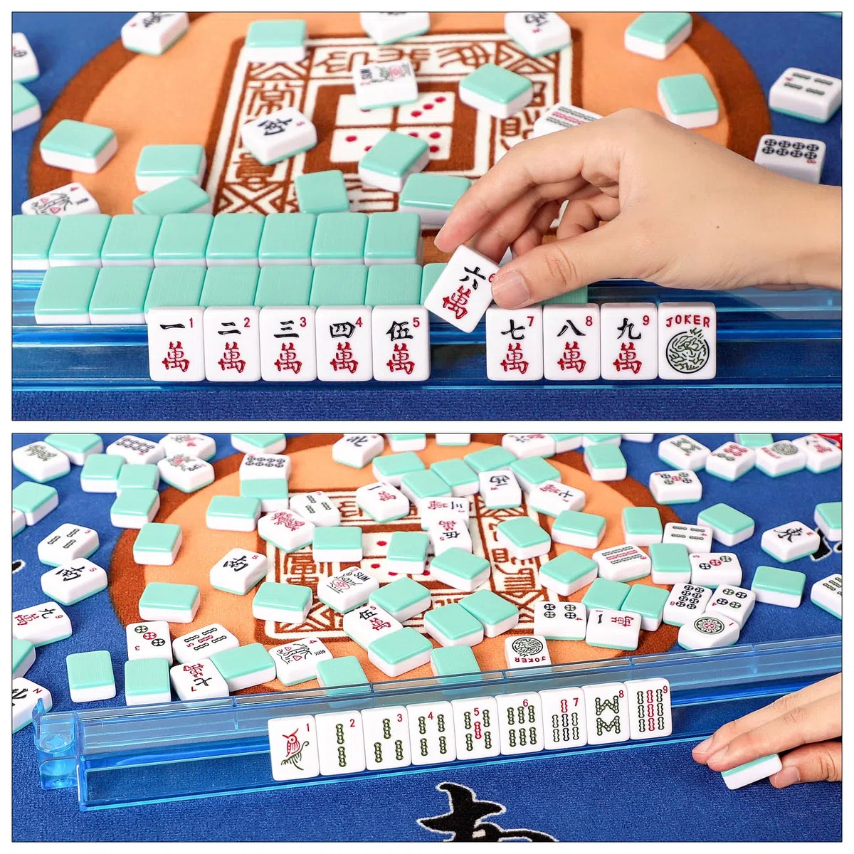 Set di piastrelle americane Mahjong, 166 piastrelle American Mah Jongg con colore blu (3 cm, solo piastrelle)