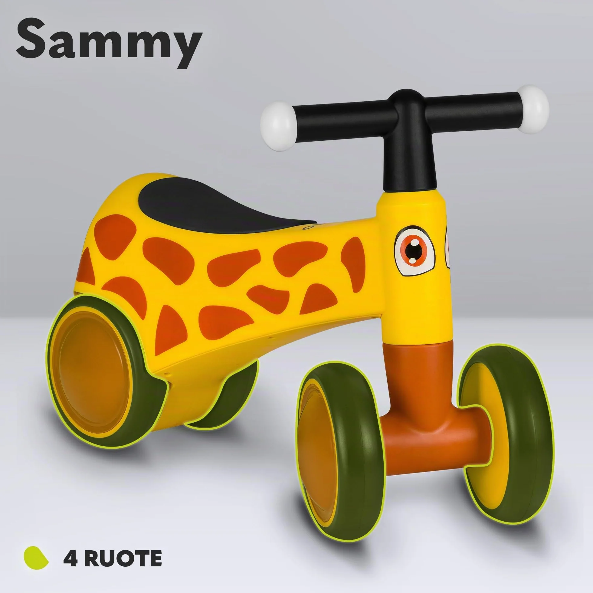 lionelo SAMMY Bicicletta Senza Pedali da 1 a 3 anni, Camminatore Bambini 4 Ruote Fino a 25 kg, Maniglie Antiscivolo con Luci 3 Design Sella Ergonomica, Per Bambine e Bambini