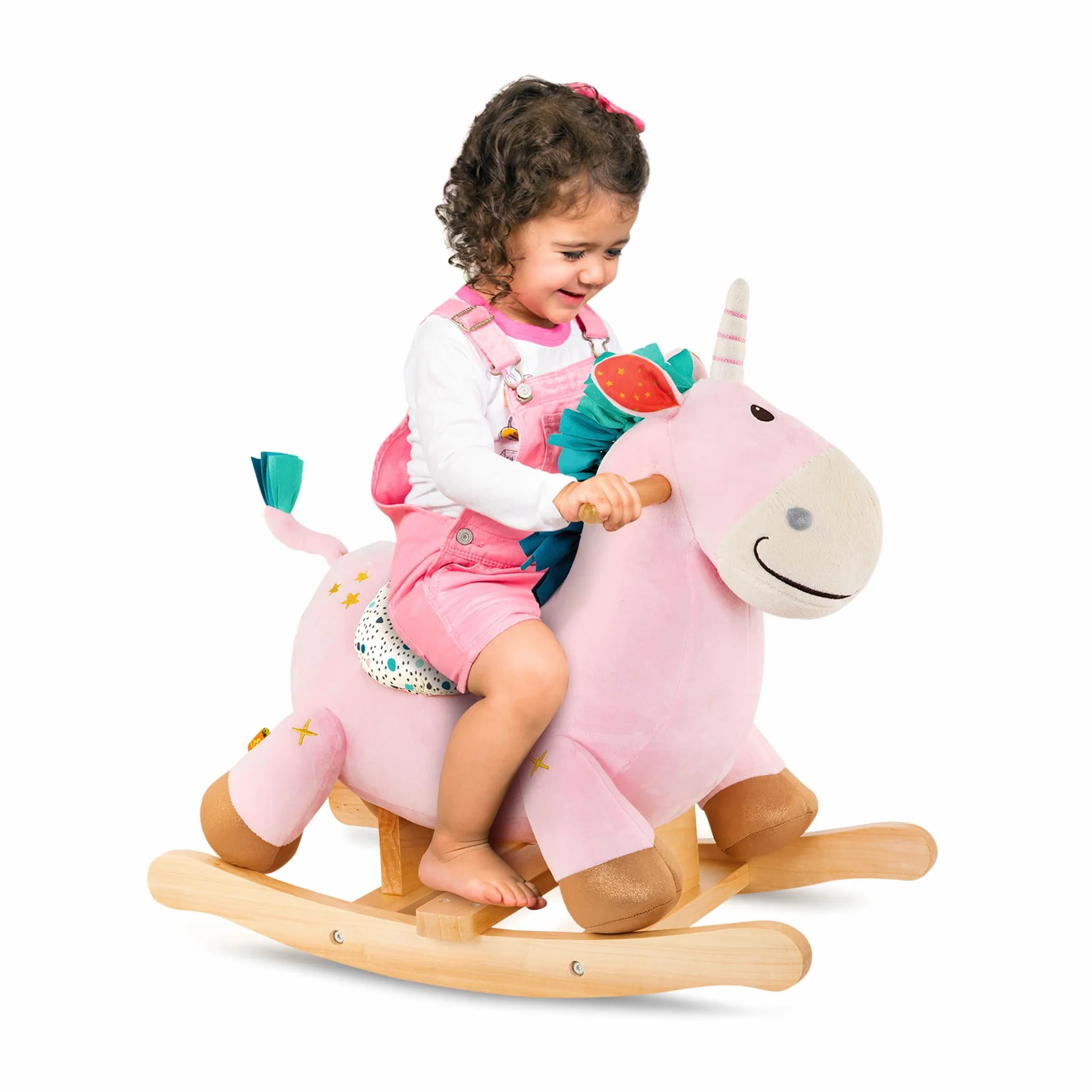 B. toys - Rodeo Rocker - Cleo - Unicorno Rocker - Unicorno a dondolo - Cavalcabile in legno - Giocattolo classico per bambini e ragazzi - 18 mesi +