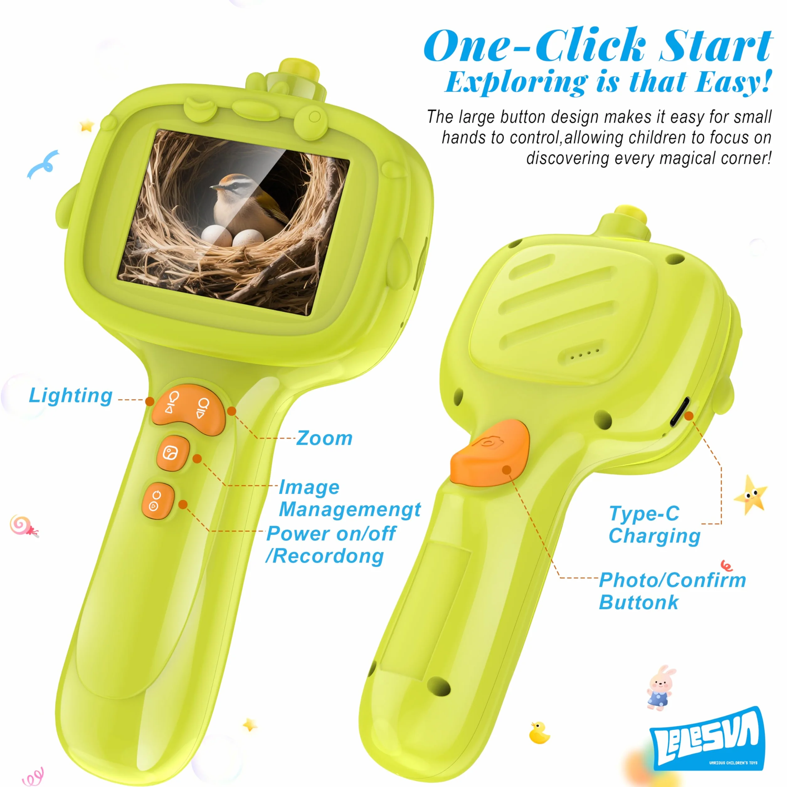 Endoscopio per bambini con luce, telecamera a serpente con boroscopio unico, giocattoli educativi scientifici per regali di compleanno di Natale per bambini di 3 4 5 6 7 8 9 10 anni