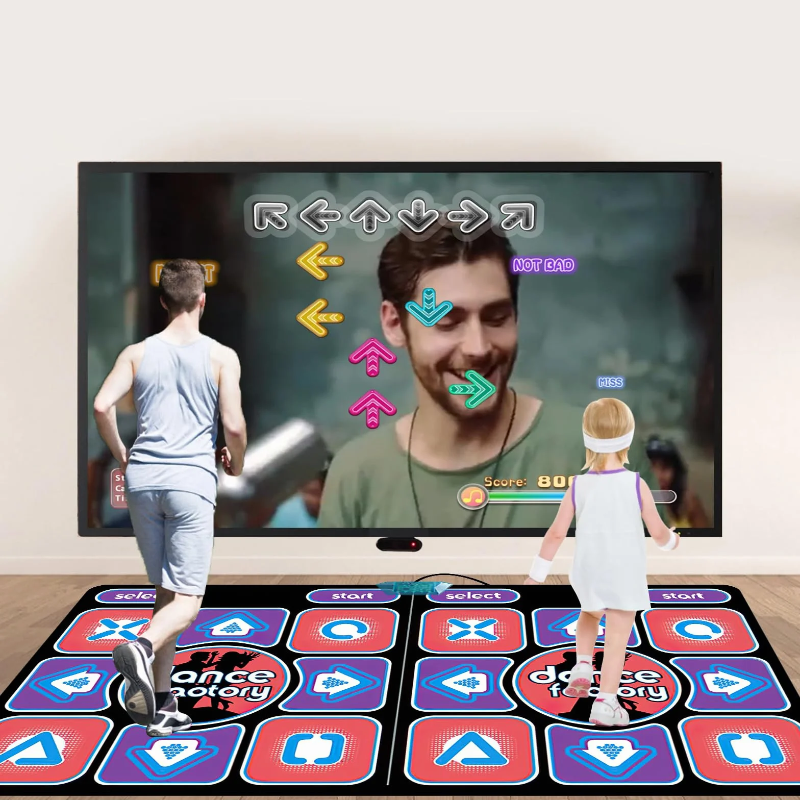 Tappetino da ballo 2 in 1 per TV e PC, doppio tappetino da ballo per bambini adulti, t-apis di d-anse interattivo con 2 controller di gioco, 100 canzoni e 65 giochi, per fitness, danza e festa