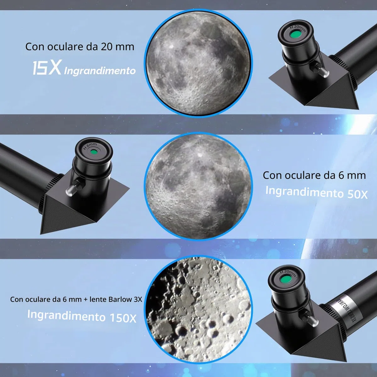 Telescopio per Bambini Principianti, 70 mm, Apertura 400 mm, Telescopi Rifrattori per Principianti di Astronomia, Telescopio da viaggio Portatile, Regali per Appassionati di Astronomia