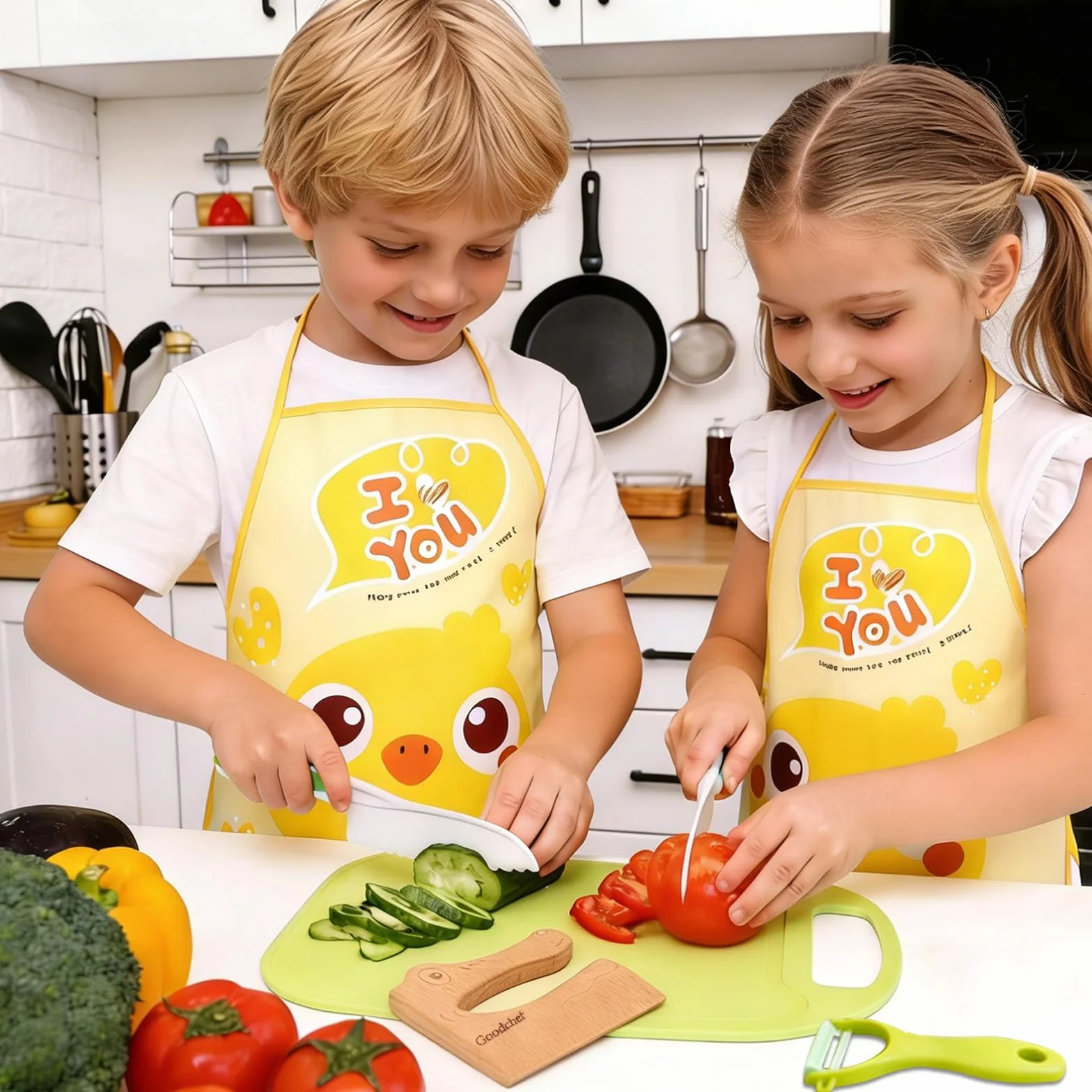 Coltello per bambini Montessori 11 pezzi, coltello da cucina sicuro dai 2 anni, con pelapatate in plastica