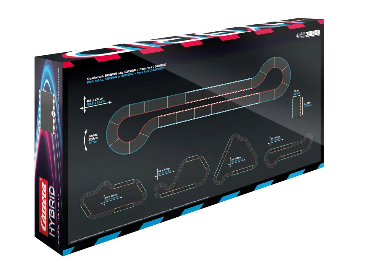 Carrera Hybrid Velocità del pacco pista, estensione della pista con 10 pezzi, lunghezza 346 cm, 10 parti dritte, grande pacchetto di estensione per guide emozionanti