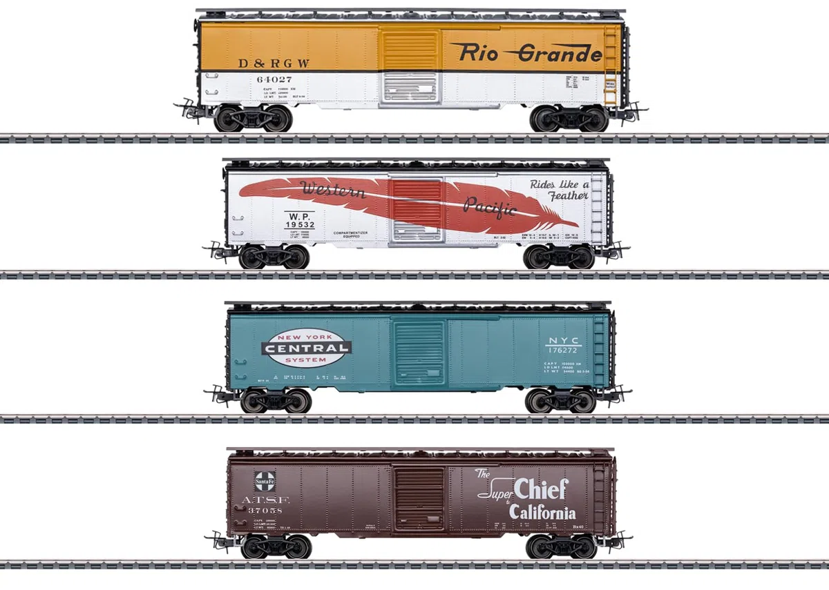 Märklin 45712 H0 kit 4 pz. US-Box-Car, MHI