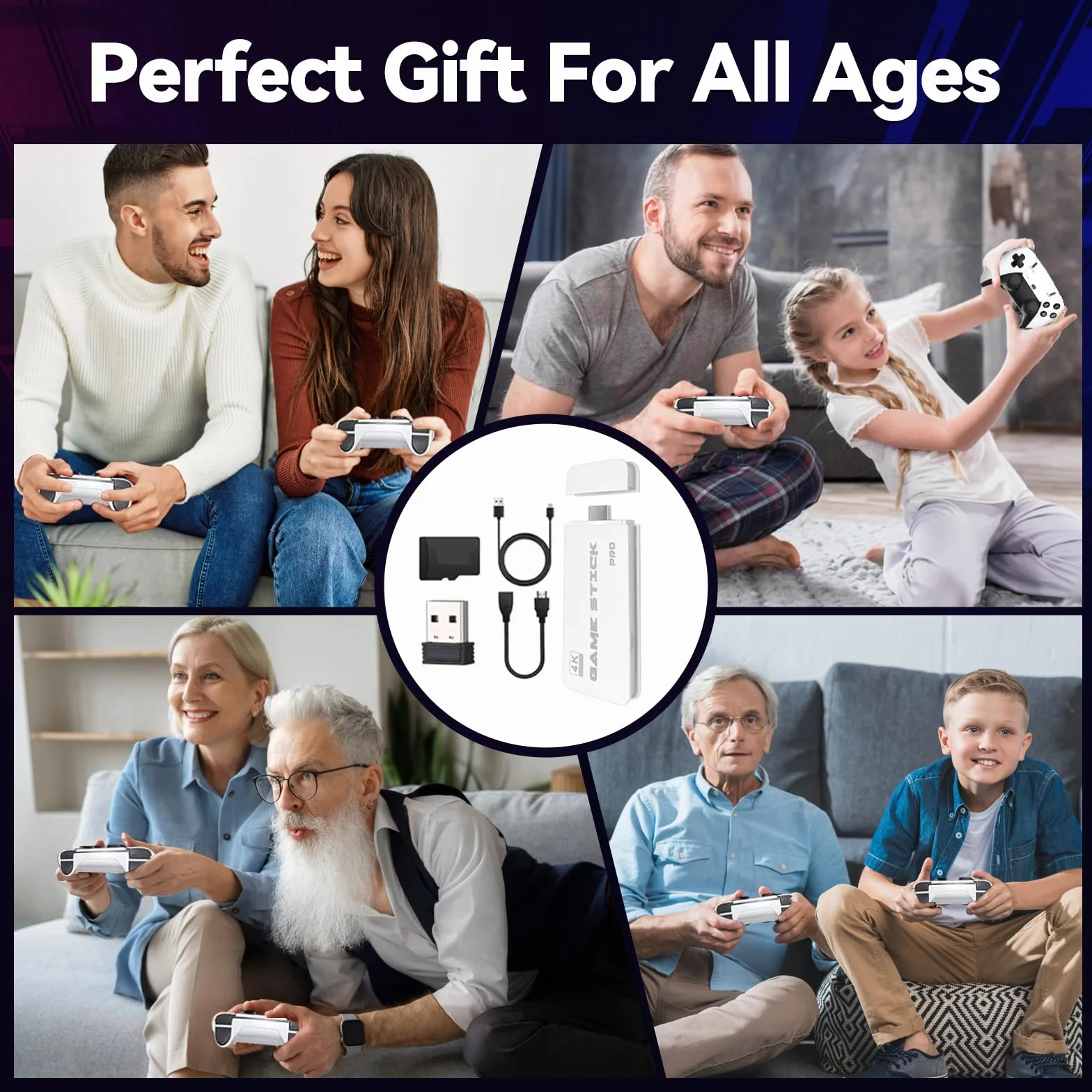 Nawchedo Console per videogiochi retrò 4K HDMI con oltre 40.000 giochi, 23 emulatori, plug-and-play, doppio controller wireless da 2,4 GHz, 64 GB