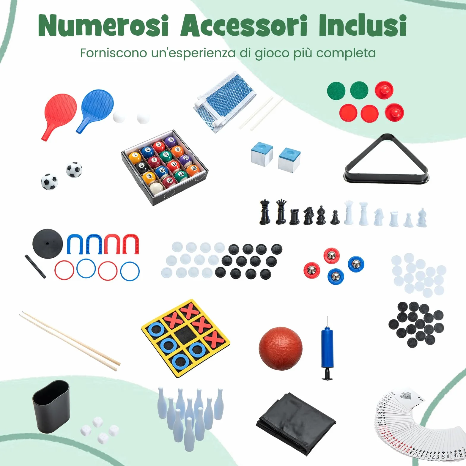 COSTWAY 15 in 1 Set da Tavolo da Gioco Combo, Tavolo Multigioco Basket Calcetto Hockey Biliardo Ping Pong Bowling Shuffleboard ecc, Set Combinato per Giochi Multipli per Bar Casa Ufficio
