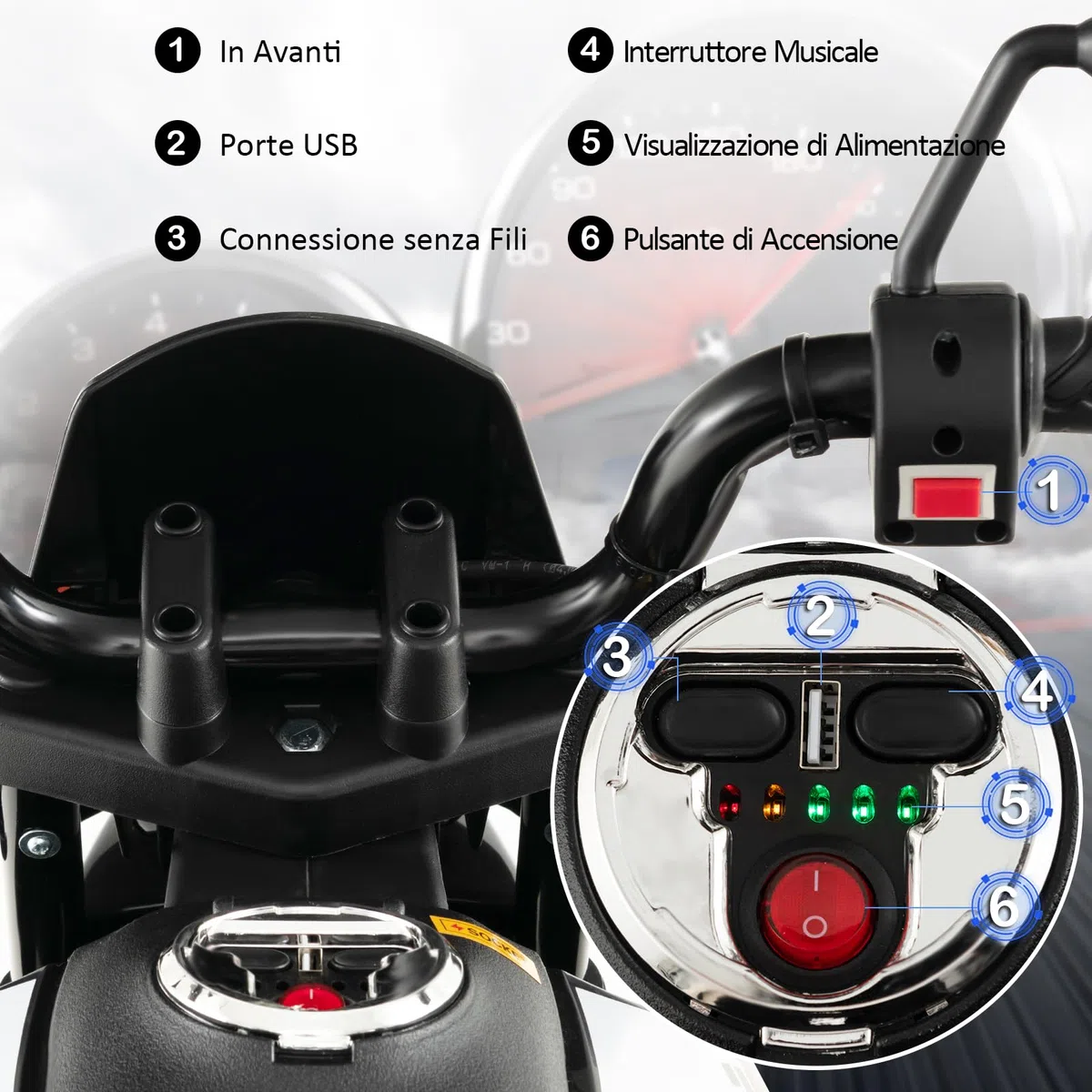 RELAX4LIFE Moto Elettrica Aprilia RX 12 V per Bambini, con Rotelle Ausiliarie, 5,5-6 km/h, Luci,Musica,Fari, Carico 30 KG, per Bambini 3-8 Anni