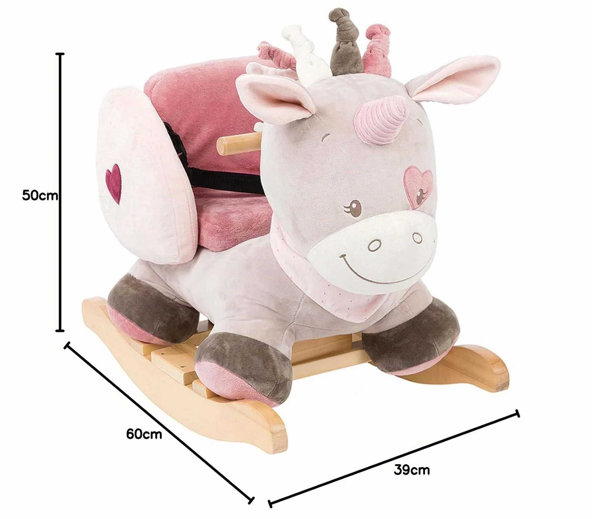Nattou Dondolo per bambini Jade L'Unicorno, 10-36 mesi, 62 x 32 x 52 cm, Beige/Rosa, 987301