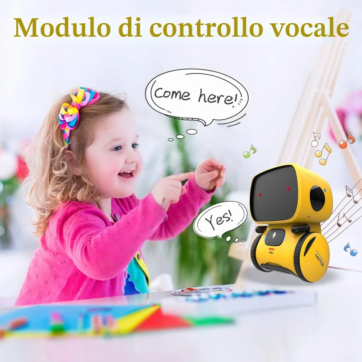 REMOKING Robot intelligente giocattolo per bambini, robot interattivo, giocattolo educativo, regalo per ragazzi e ragazze (giallo)
