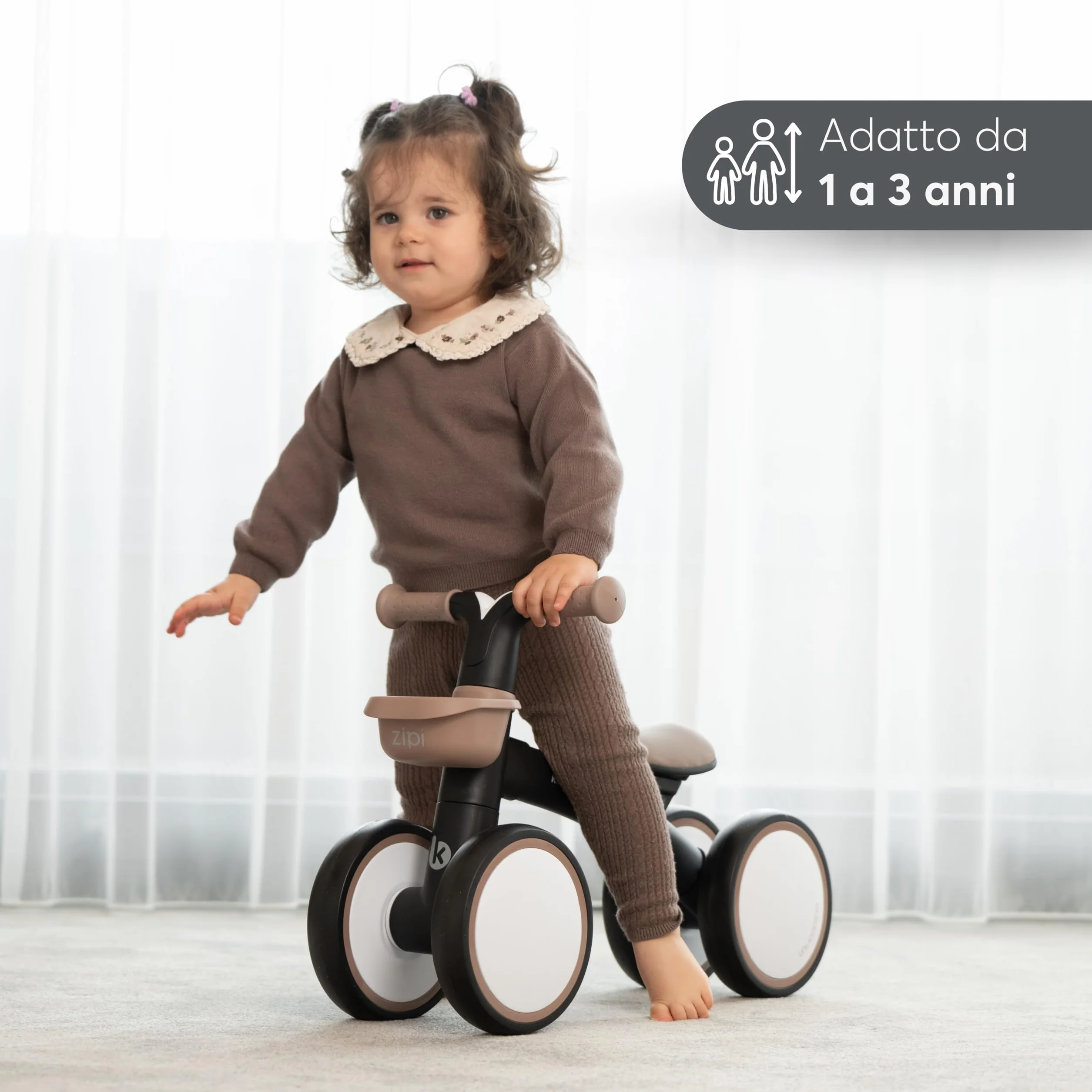 KikkaBoo Bicicleta Sin Pedales ZIPI, Correpasillos Bebé 1 Año, Bicicleta Equilibrio, Bici Bebé con Canasta, Ajustable, Juguete para Niños, Regalo Bebé, Rosa