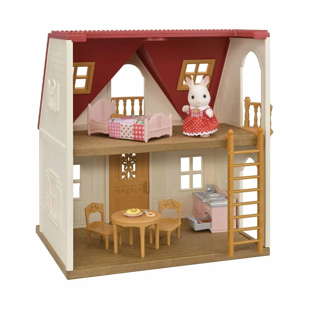 Sylvanian Families - Set Casetta Accogliente Starter Home con Coniglietta Cioccolato, Mobili Essenziali e Luce Funzionante – Modello 5567