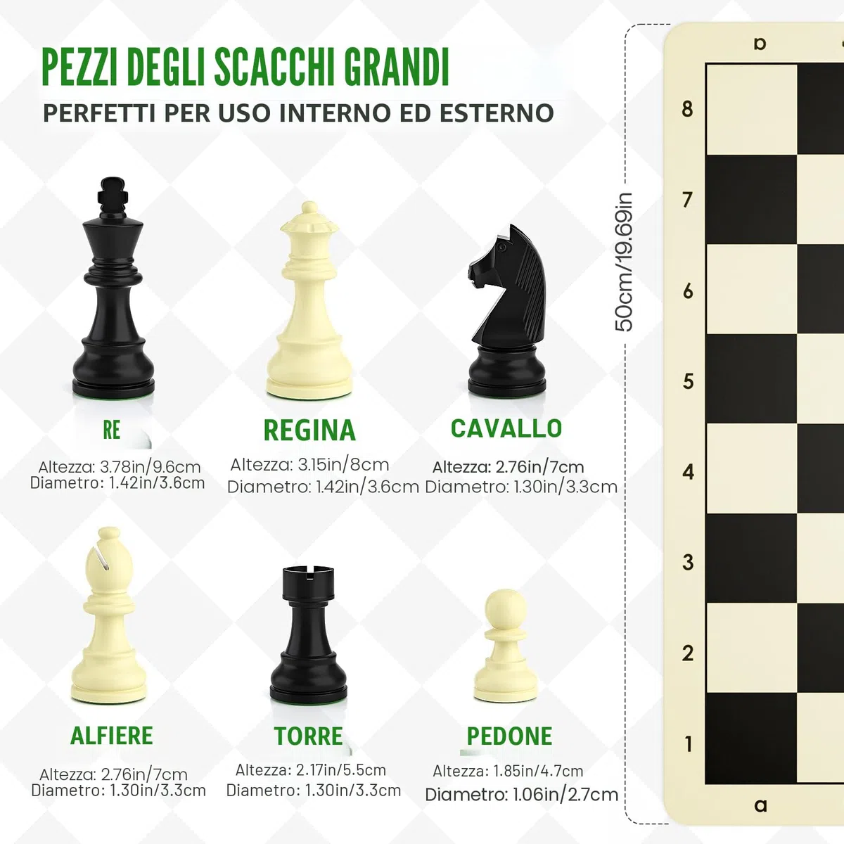 Peradix Scacchiera Professionale Portatile in Silicone 50x50cm Set Scacchi Gioco da Tavola