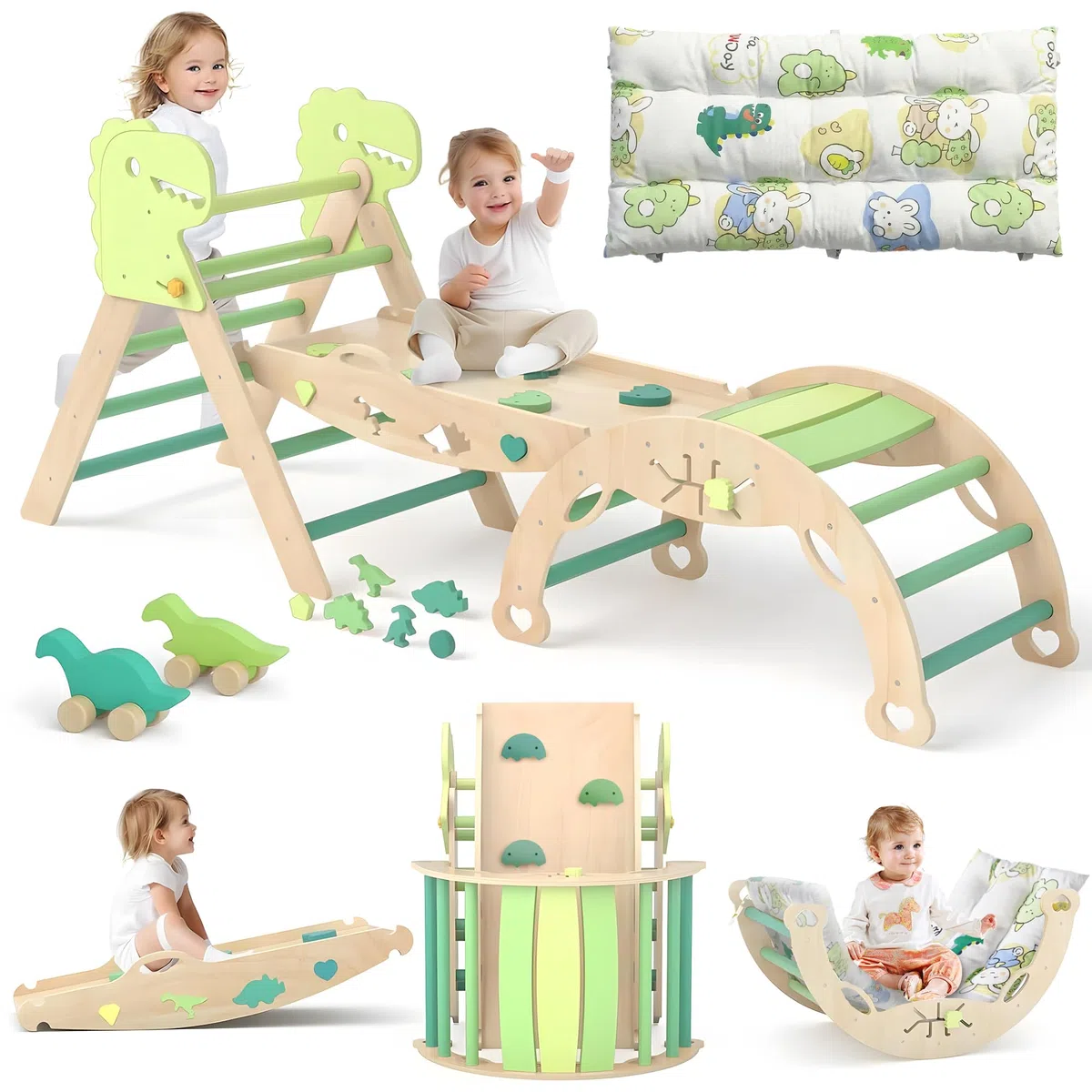 Montessori 9 in 1 Set da Gioco per Arrampicata per Bambini con Cuscino e Scivolo