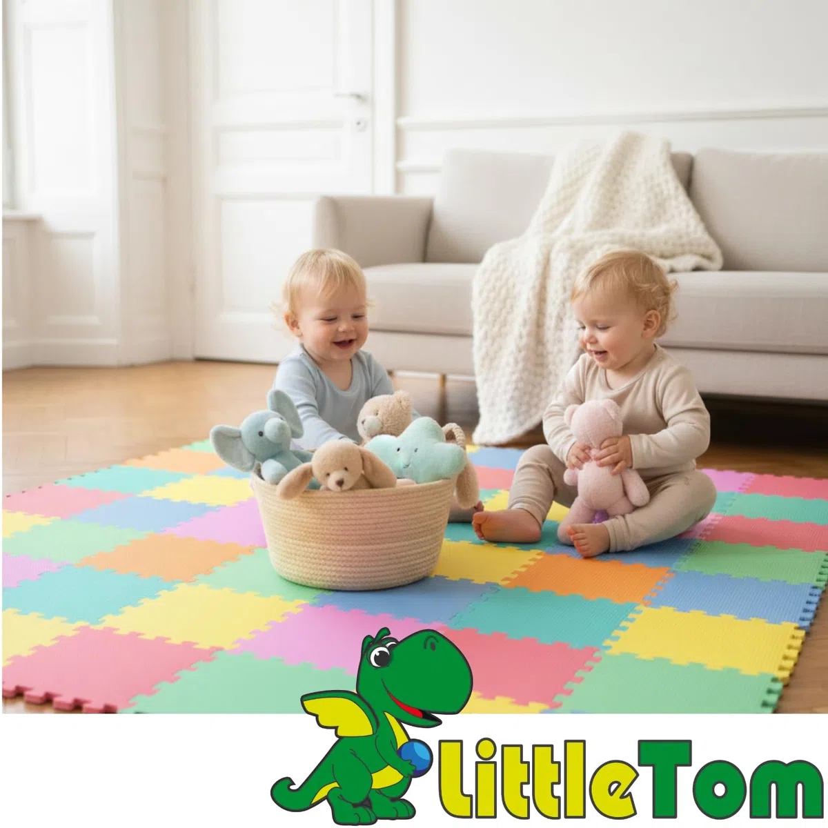 LittleTom 18 Pezzi Tappeto Gioco per Bambini Piastrelle EVA 30x30 cm Antiscivolo