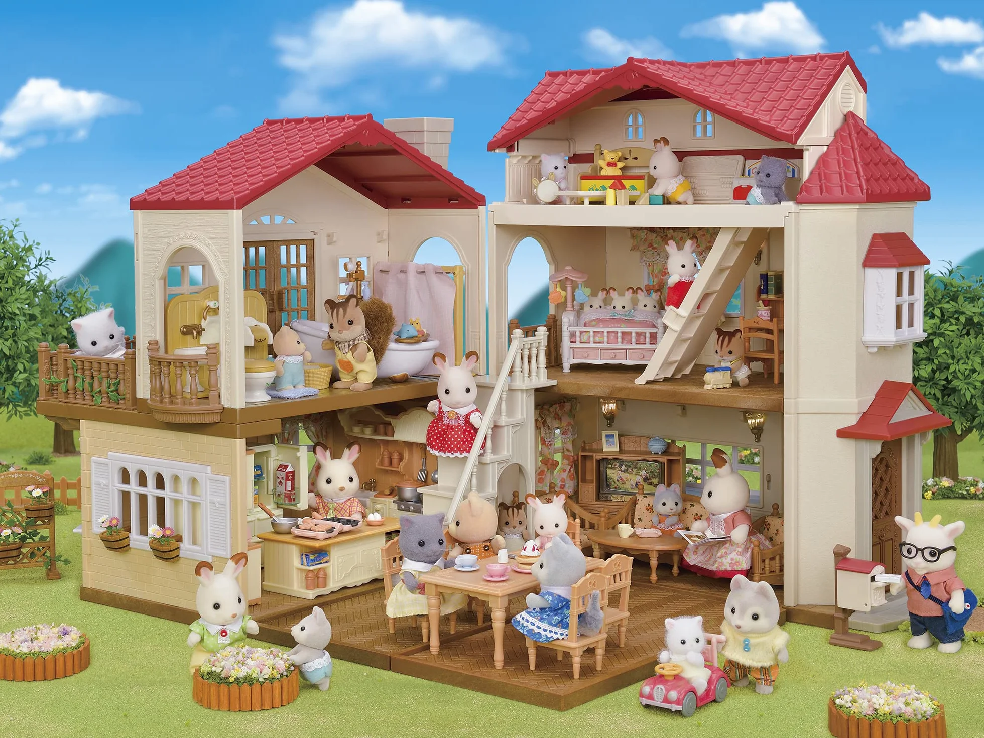 Sylvanian Families - Casa Grande con Luce, Attico Segreto e Spazi Modulari – Playset Dettagliato per Bambini – Modello 5716
