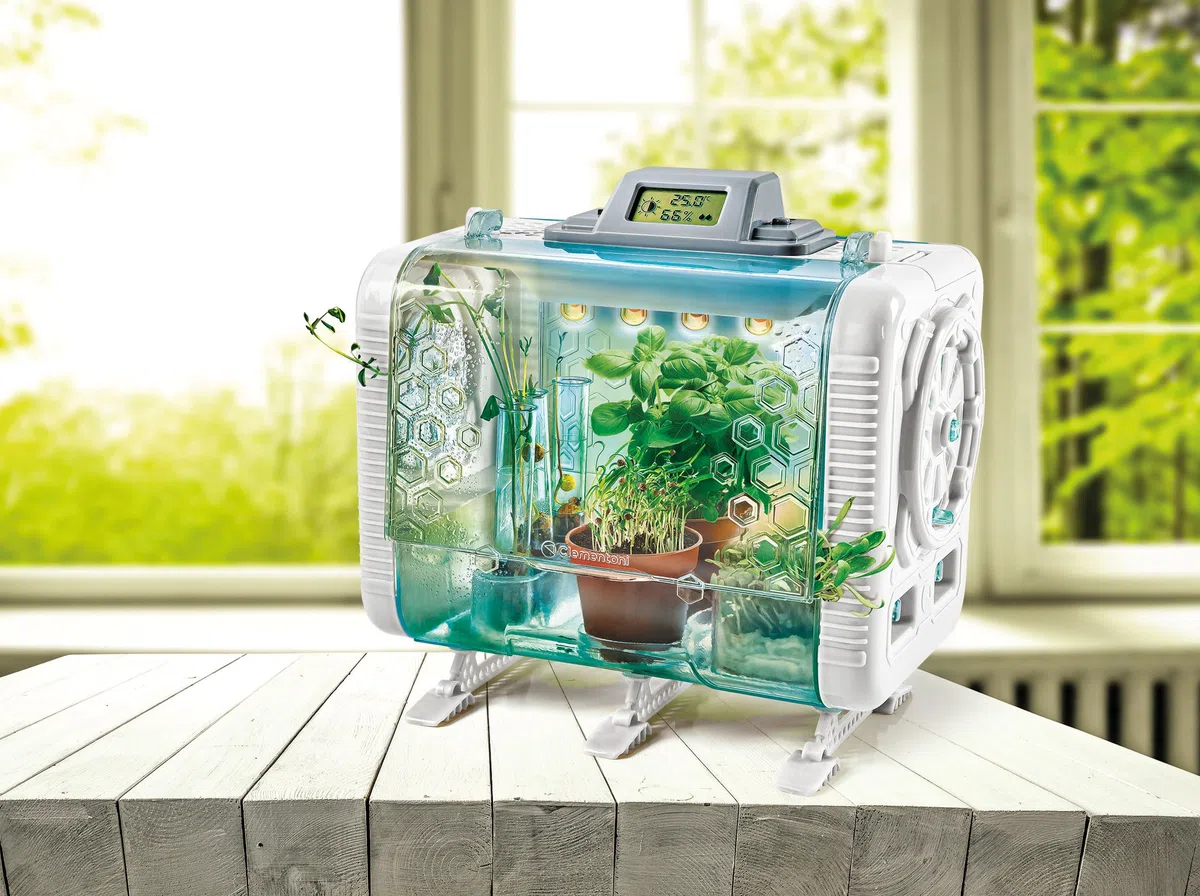 Clementoni Scienza e Gioco Lab - La Mia Serra Hi-tech, Laboratorio di Botanica Bambini 8+ Anni, 3 Modalità di Coltivazione Piante, con Led e Schermo LCD, Made in Italy, Lingua Italiana, 19370