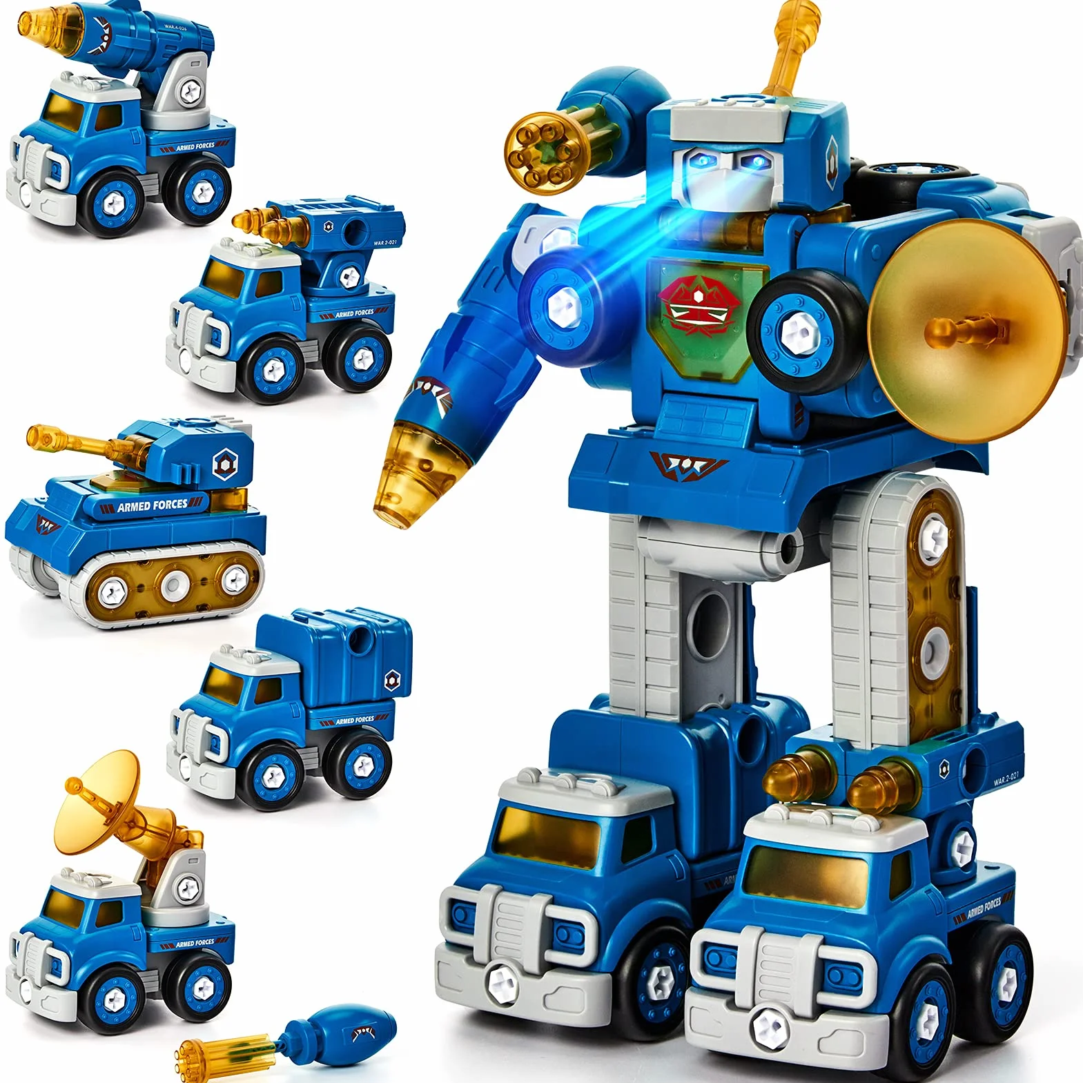 hahaland Giochi per Bambini 5 anni Maschio - 5 in 1 Camion Giocattoli da Costruzione Smontabile Robot Creativi STEM Veicoli Regali Educativi