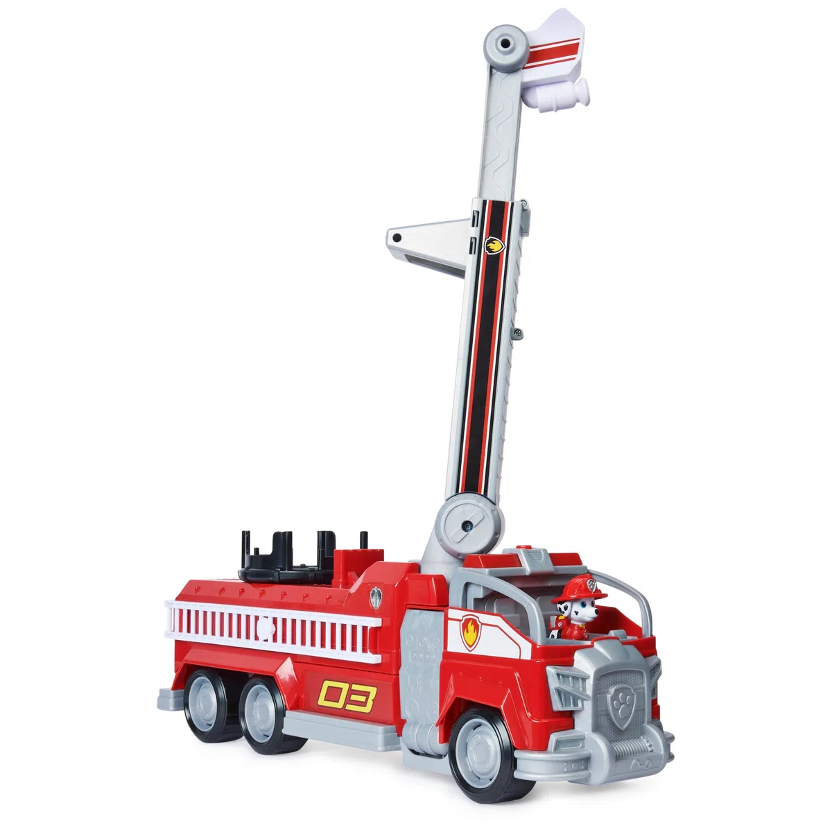 Paw Patrol Marshall's Transforming Fire Truck with Ladder Lights Sounds Collectible Action Figure Toys for Kids Ages 3+