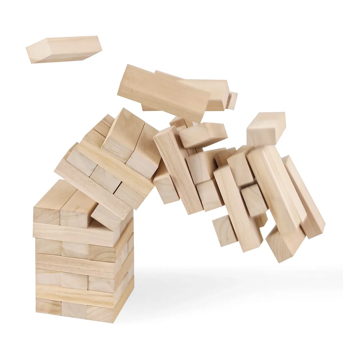 GOTHINK Torre di Legno Gioco Gigante 54 Blocchi di Legno Massello Apilabile 1.2m Gioco di Impilamento