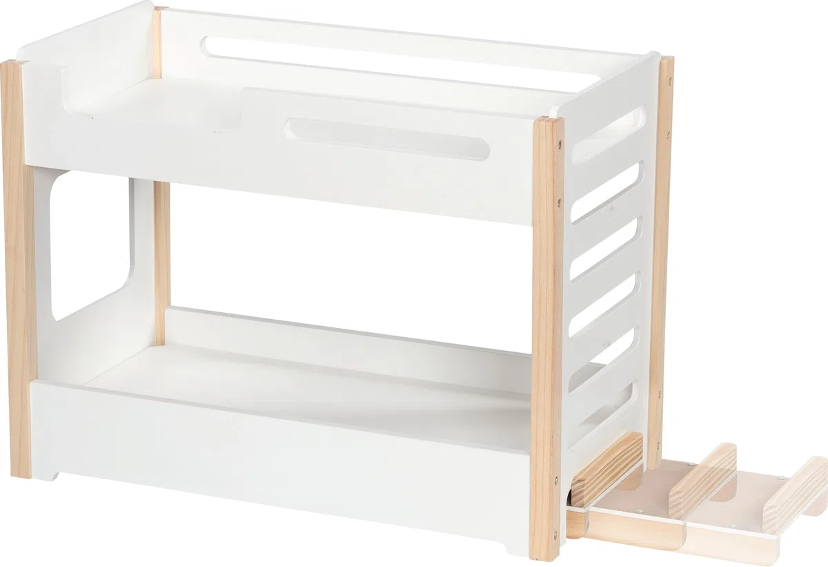 goki 51451 - Letto a Castello con Scivolo - Letto Stabile in Legno per Due Bambole