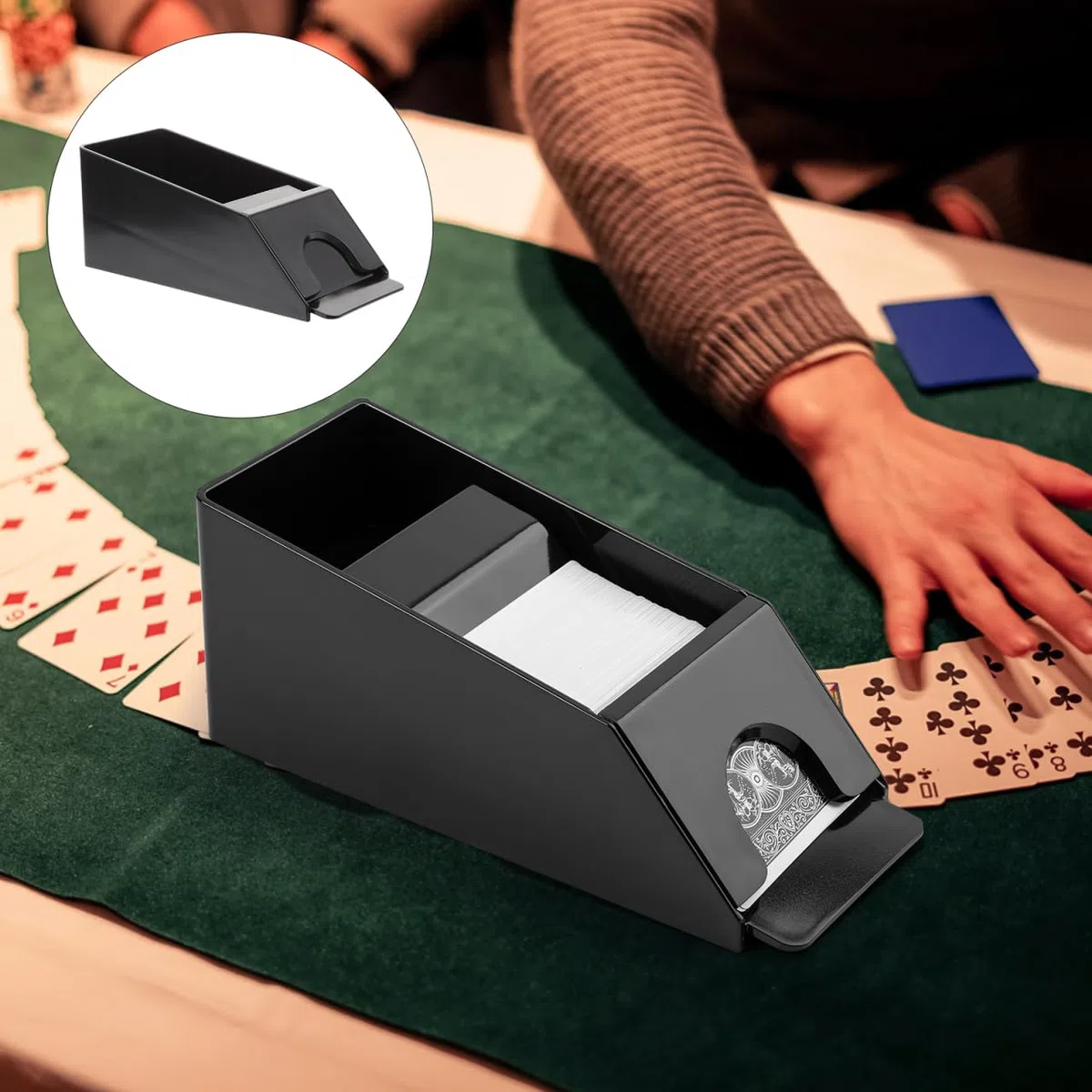 Cabilock 2 Pezzi Poker Distributore Desktop Accessori 4 Deck Scarpa Blackjack Casino Commerciante Scarpe Resistente all'usura