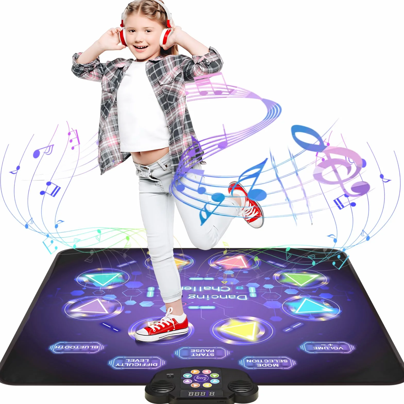 Gleamkid Tappetino da Ballo per Bambini Bluetooth, Tappeto Musicale a 8 Pulsanti Illuminati a LED con Volume Regolabile, 8 modalità e 3 Livelli di Difficoltà, Giochi Regalo per Bambini da 3 a 12 Anni
