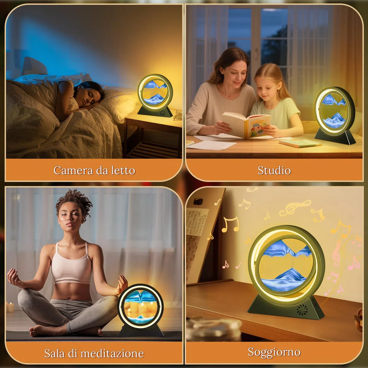 BuzzoXerex Pittura di Sabbia Che Scorre, Sabbia in Movimento 3D con Bluetooth con Luce a LED Sabbia Dinamica per Decorazioni la Casa l'ufficio (Nero-Blu)
