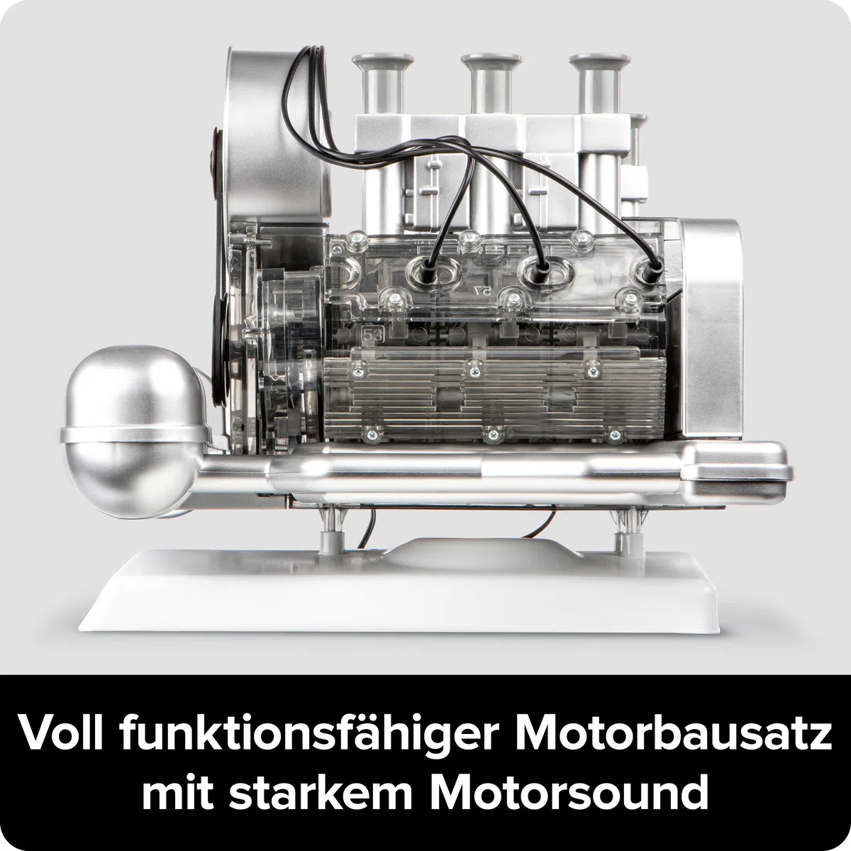 Franzis 67224 - Motore da Boxe Porsche 911, Kit da 290 Pezzi, Modello Funzionale Trasparente, Albero Motore Mobile, Pistoni e valvole, con Motore a 6 cilindri raffreddato ad Aria