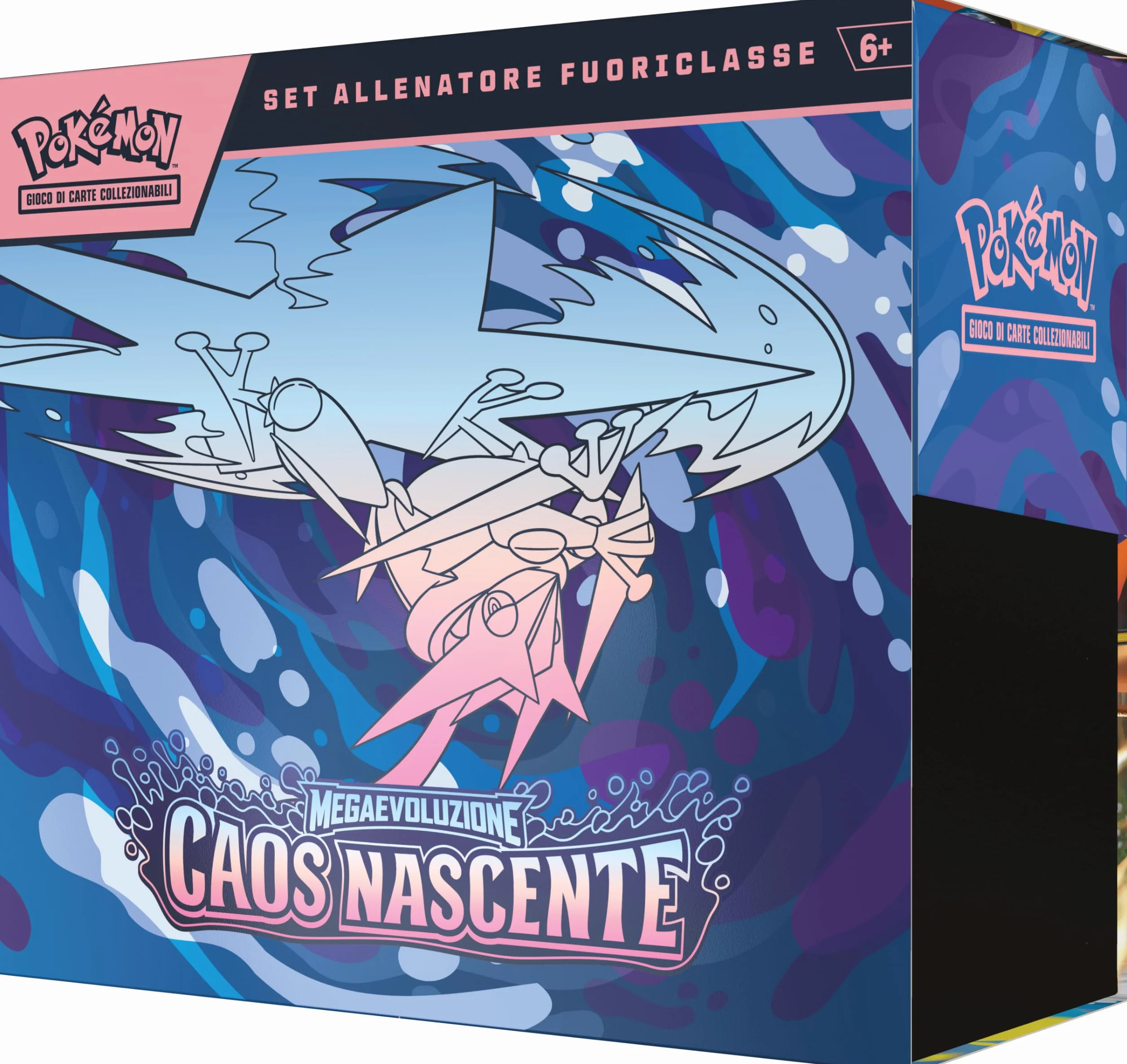 Pokémon: set Allenatore Fuoriclasse dell’espansione Megaevoluzione - Caos Nascente del GCC Pokémon (1 carta promozionale figura intera, 9 buste di espansione e accessori premium), Edizione in Italiano