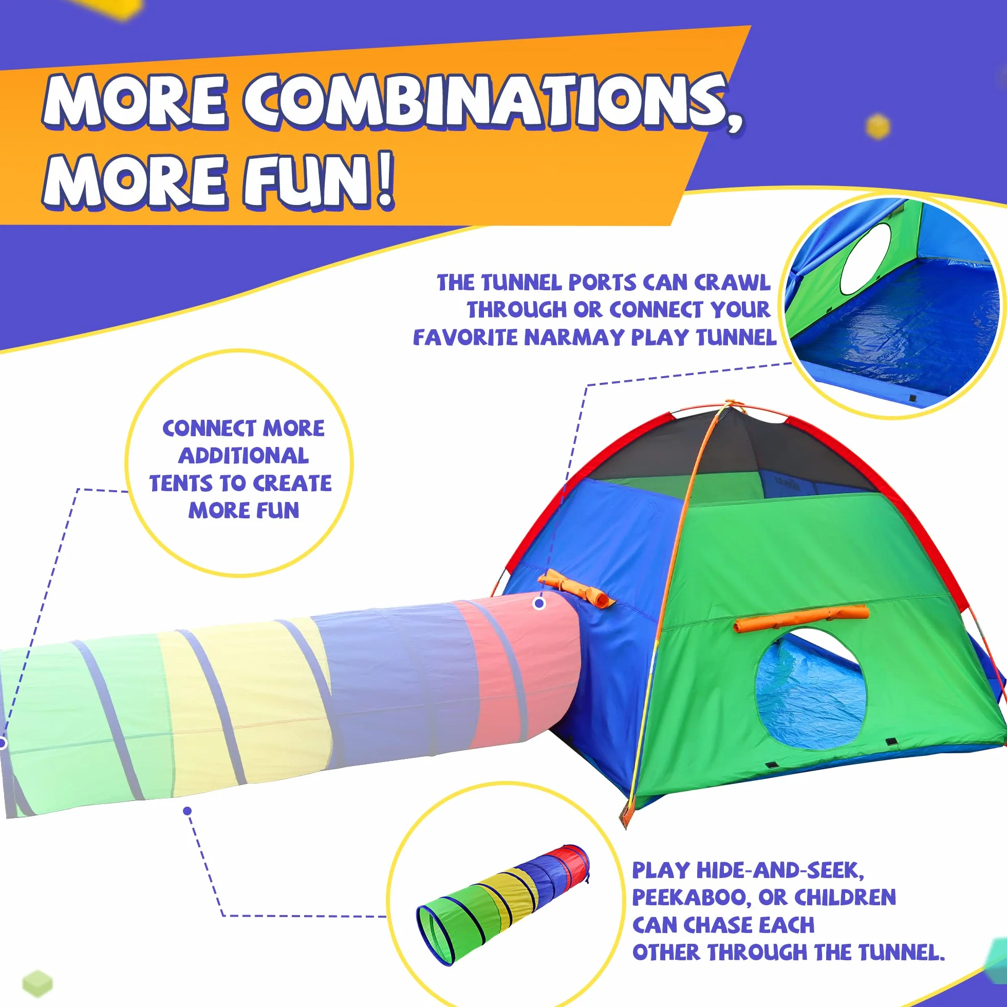 NARMAY Tenda da gioco a cupola Easy Fun per bambini 152 x 152 x 111 cm