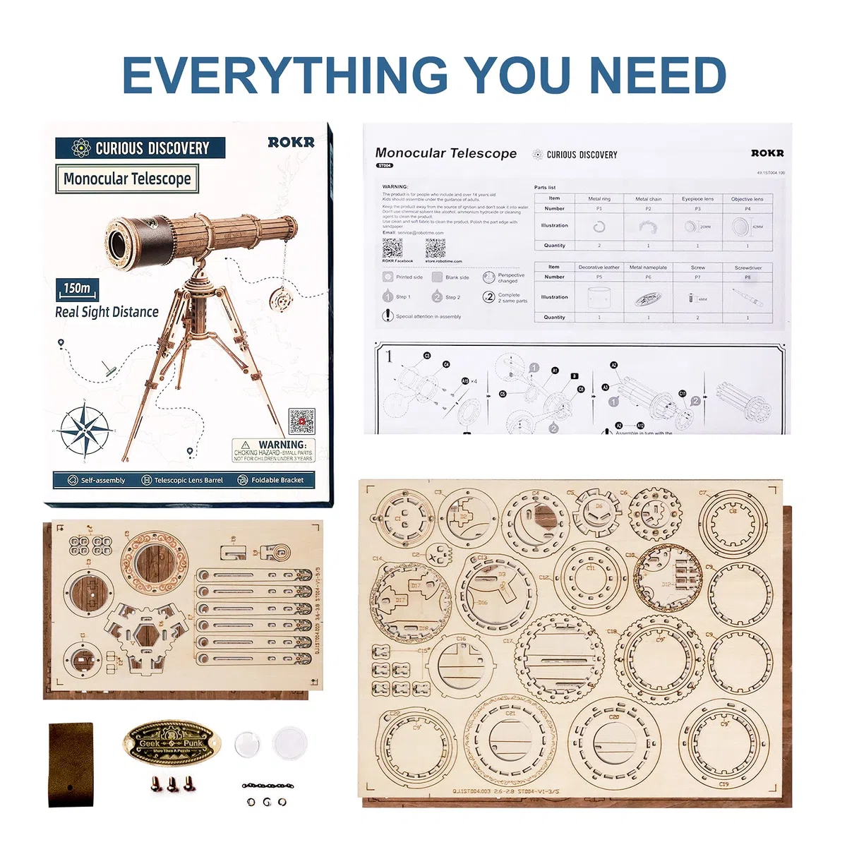 ROKR 3D Puzzle Telescopio Monoculare Modellismo da Costruire 314 Pezzi per Adulti e Bambini Sopra i 14 Anni