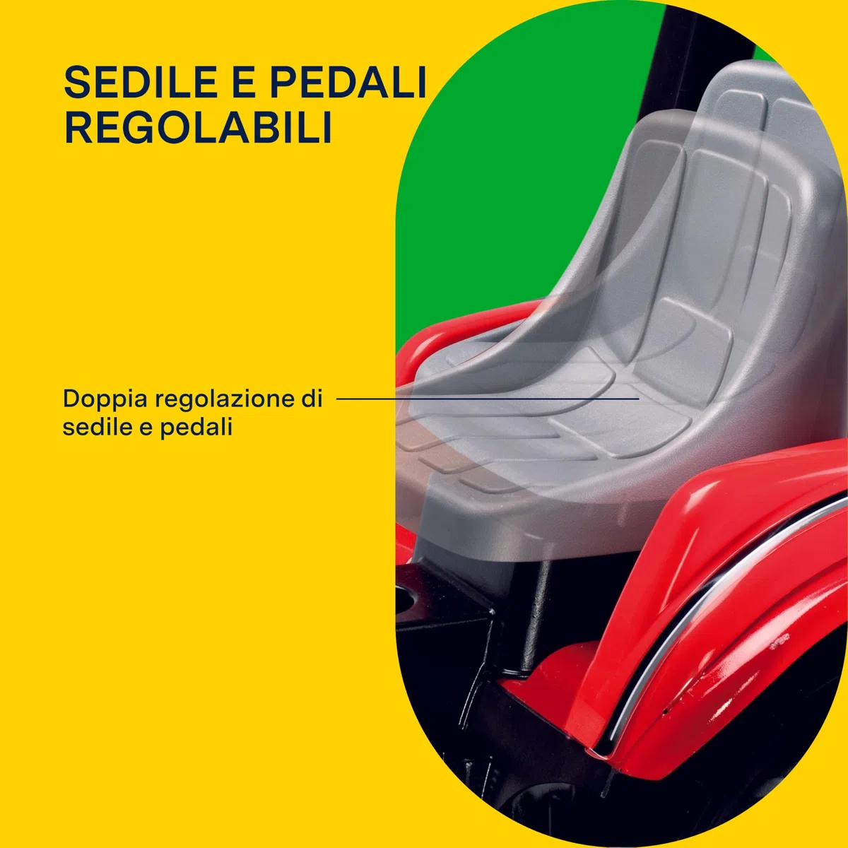 PEG Maxi Diesel Tractor Trattore a Pedali per Bambini con Rimorchio Rimovibile Sedile Regolabile