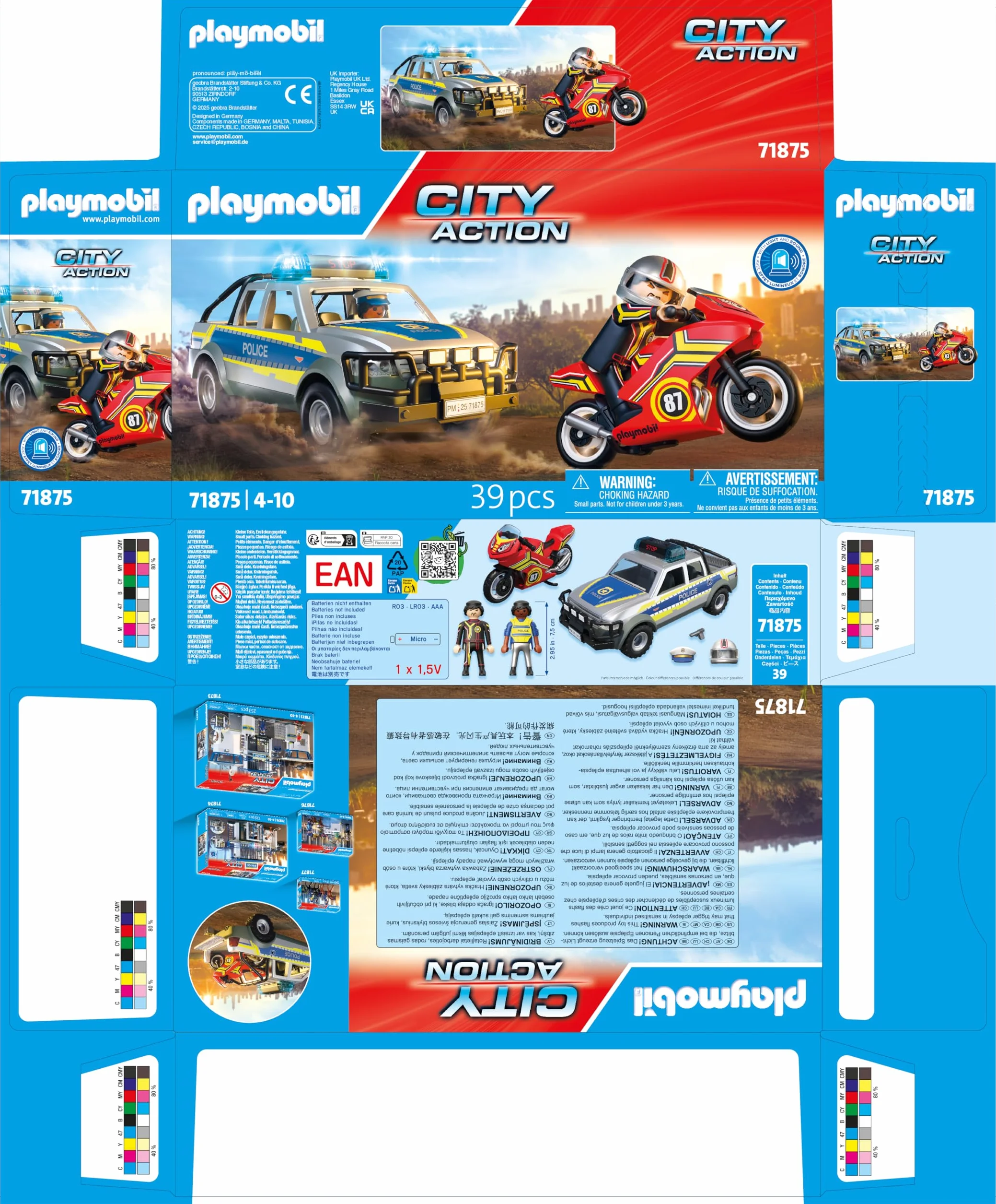 PLAYMOBIL Police Pick-Up Truck Pursuit Set da gioco con statuine, Inseguimento