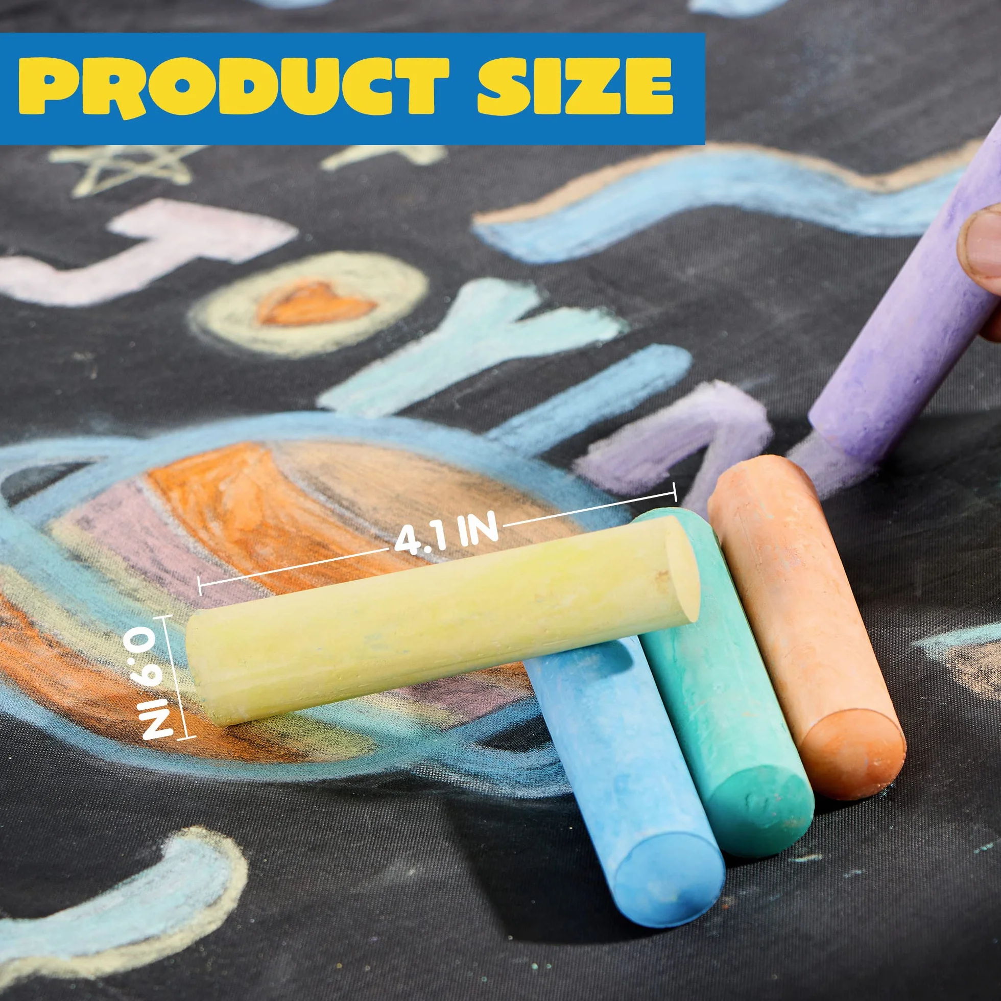 JOYIN - Set di 120 gessetti per marciapiede per bambini, scatola gigante, non tossici, gessetti colorati jumbo lavabili per bambini piccoli in 10 colori