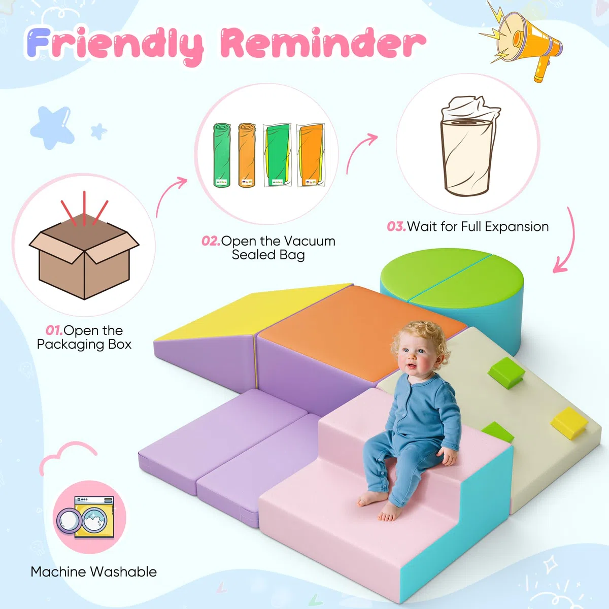 Blocchi da costruzione in schiuma per bambini, grandi blocchi da arrampicata per interni, telaio da arrampicata (colore maccherone-7, copertura in pelle)