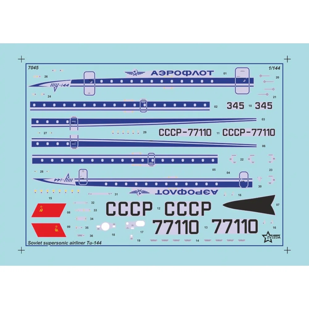 Zvezda 927045-1/144 Tupilev TU-144 - Scala 1:144