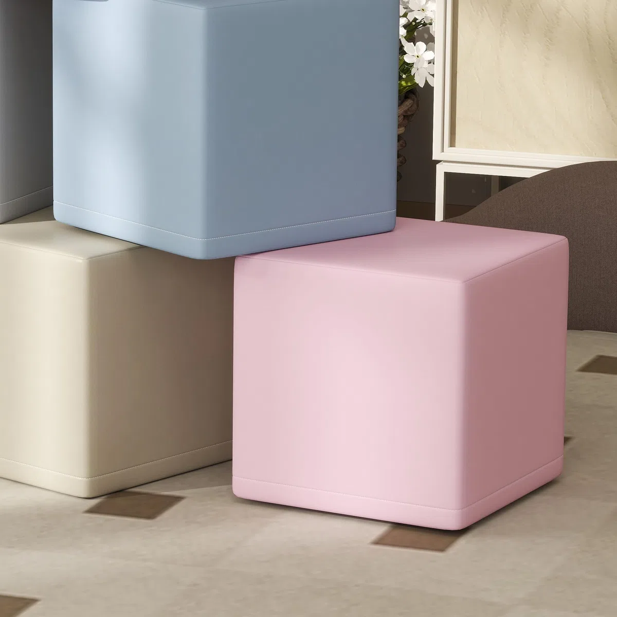 HOMCOM Set 12 Blocchi Schiuma per Bambini 12-36 Mesi, Costruzioni Morbide PU EPE 20x20x20 cm, Multicolore Chiaro