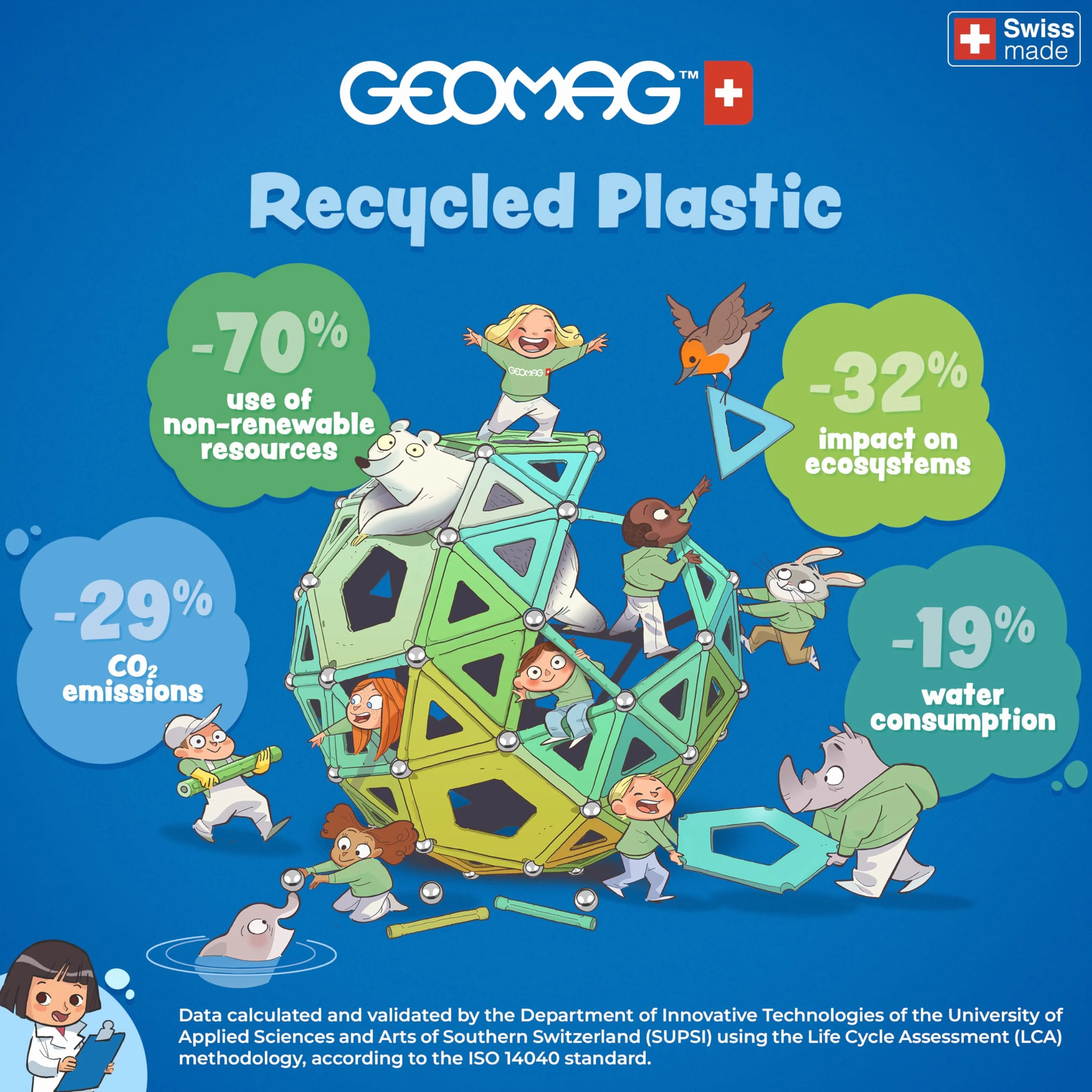 Geomag - Classic Masterbox Costruzioni Magnetiche Per Bambini, Giocattolo Magnetico Linea Green 100% Plastica Riciclata, 388 Pezzi