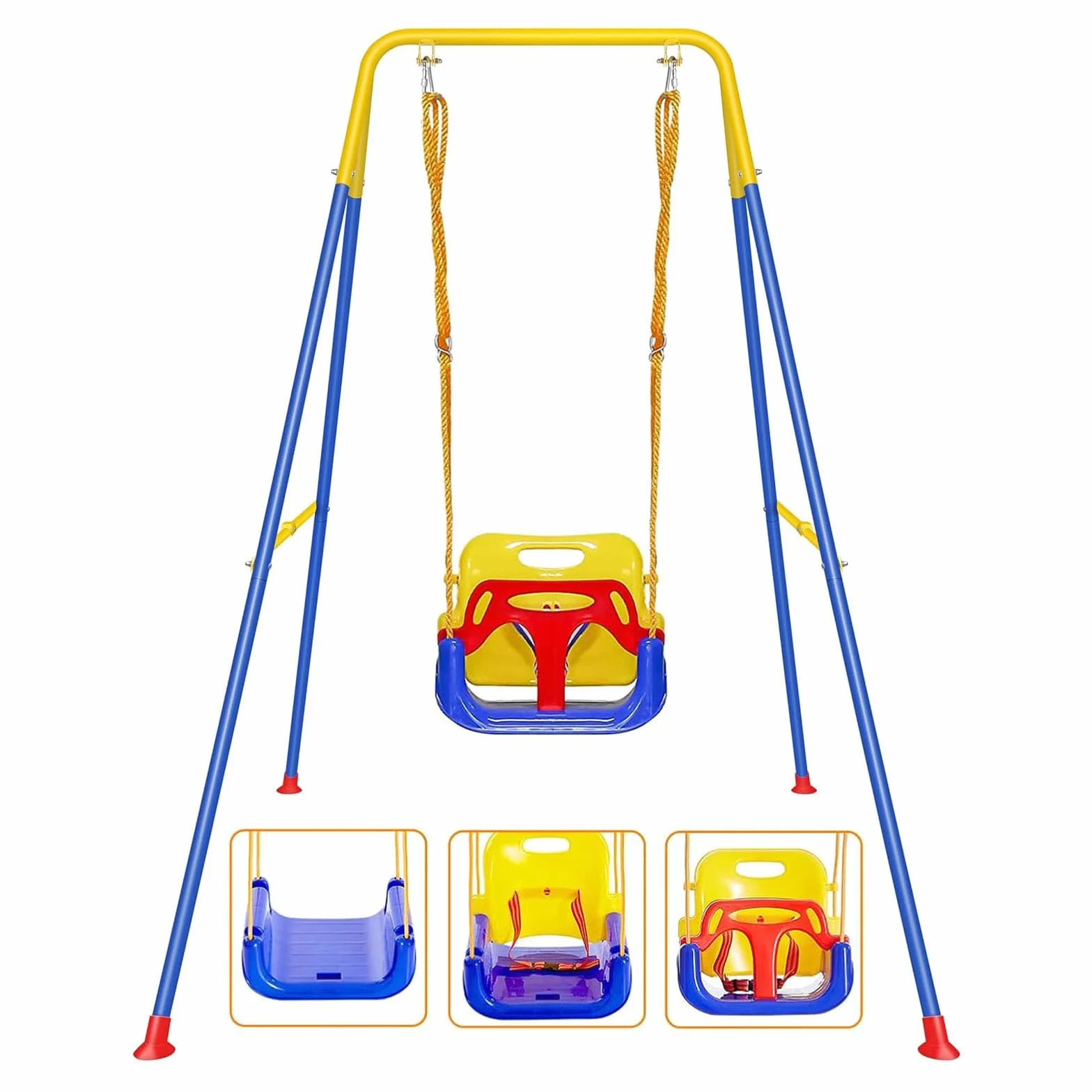 Altalena 3 in 1 per Bambini, Altalena per Esterni e Interni, Resistente con Seggiolino per Bambini, Blu, Metallo e Plastica, Contemporaneo, SWING
