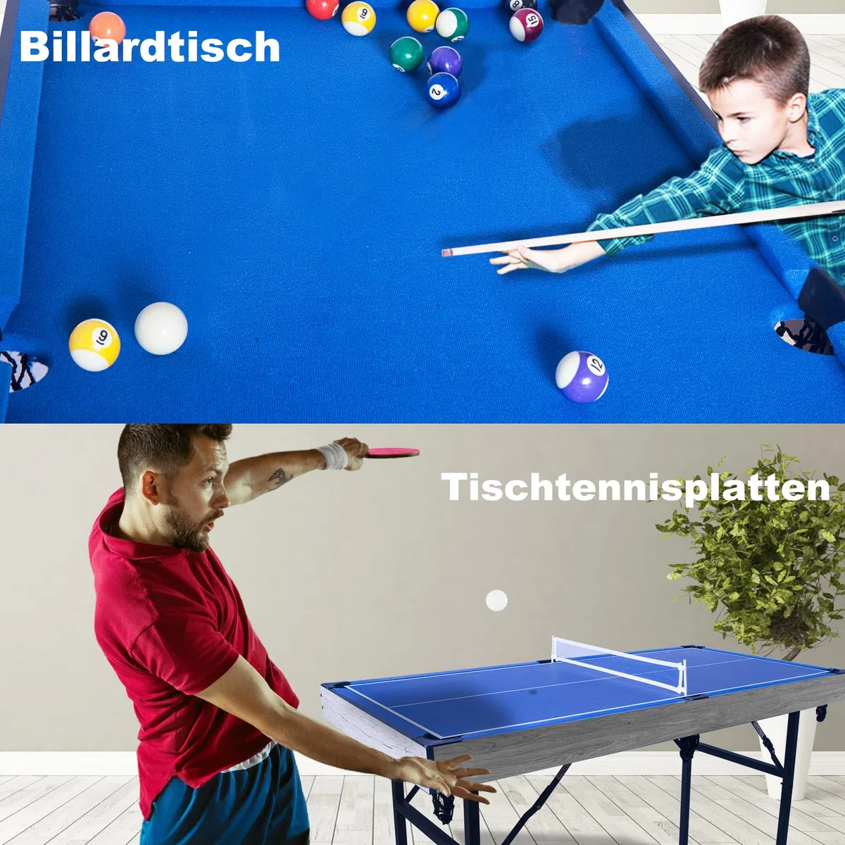 HLC Tavolo da biliardo pieghevole 5 in 1, tavolo da ping-pong, shuffleboard, curling, bowling, gioco da tavolo ad hockey ad aria, si può montare e smontare rapidamente.