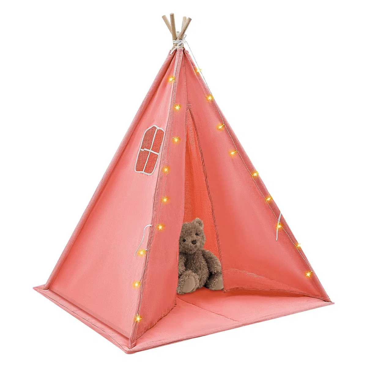 Tipi Tenda per bambini pieghevole in tela 120 x 120 x 140 cm rosa