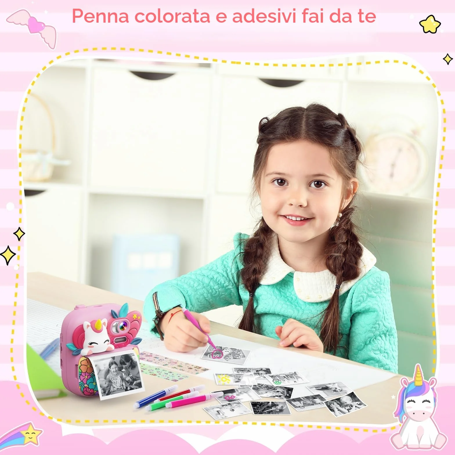 TIATUA Macchina Fotografica Bambini Istantanea, 2.4 Pollici 1080P HD Fotocamera Bambini con 32GB Scheda & Carta da Stampa, Regali per bambini dai 3 ai 12 anni