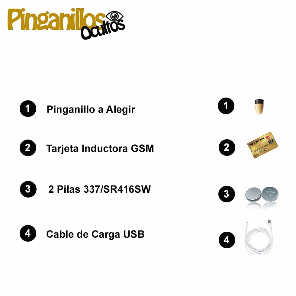 Auricolari nascosti Pingring Esami Carta di credito SIM - Auricolare spia invisibile wireless Copiare Esame (Mini)