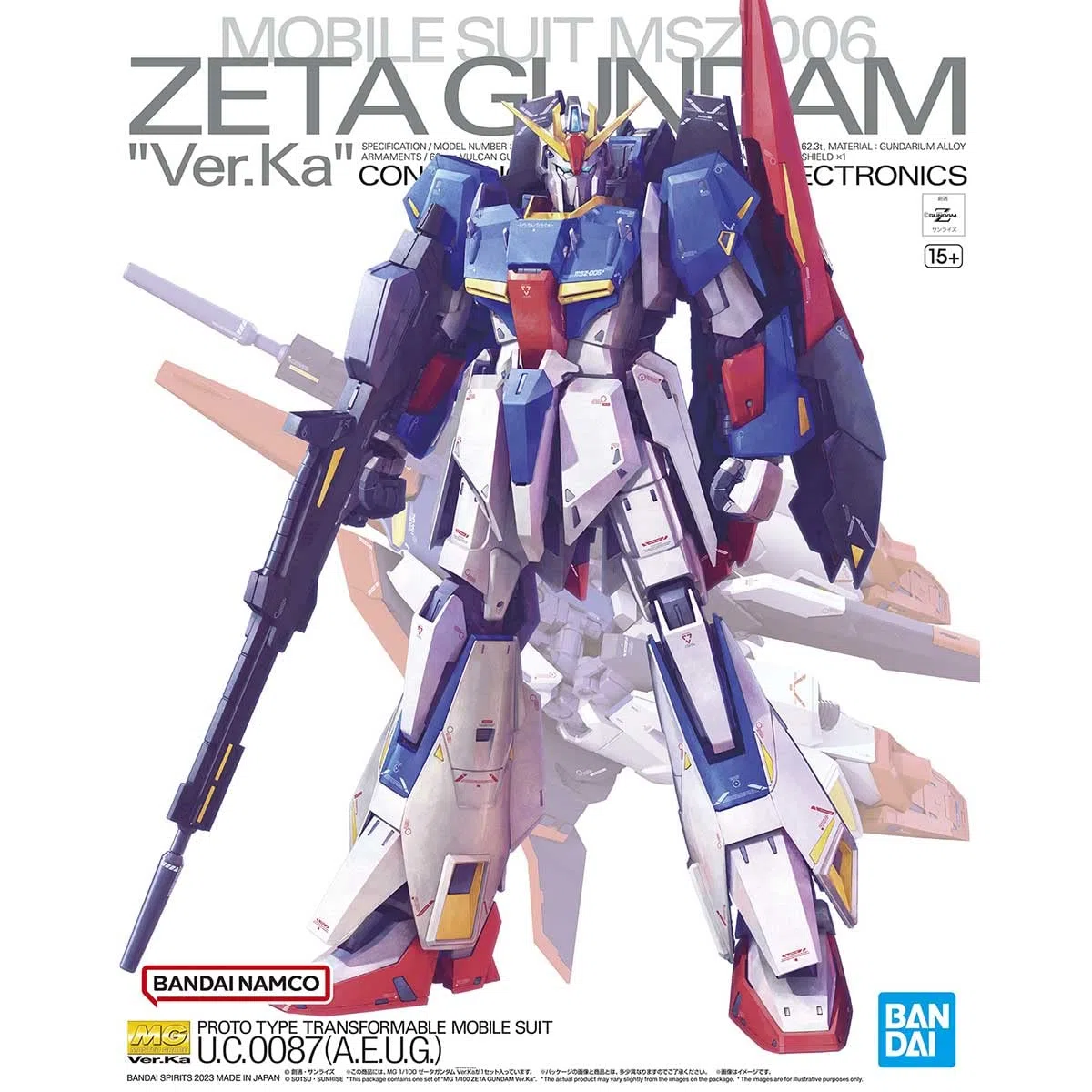 BANDAI SPIRITS(バンダイ スピリッツ) GUNDAM - MG 1/100 ZETA Gundam Ver Ka - Kit Modello